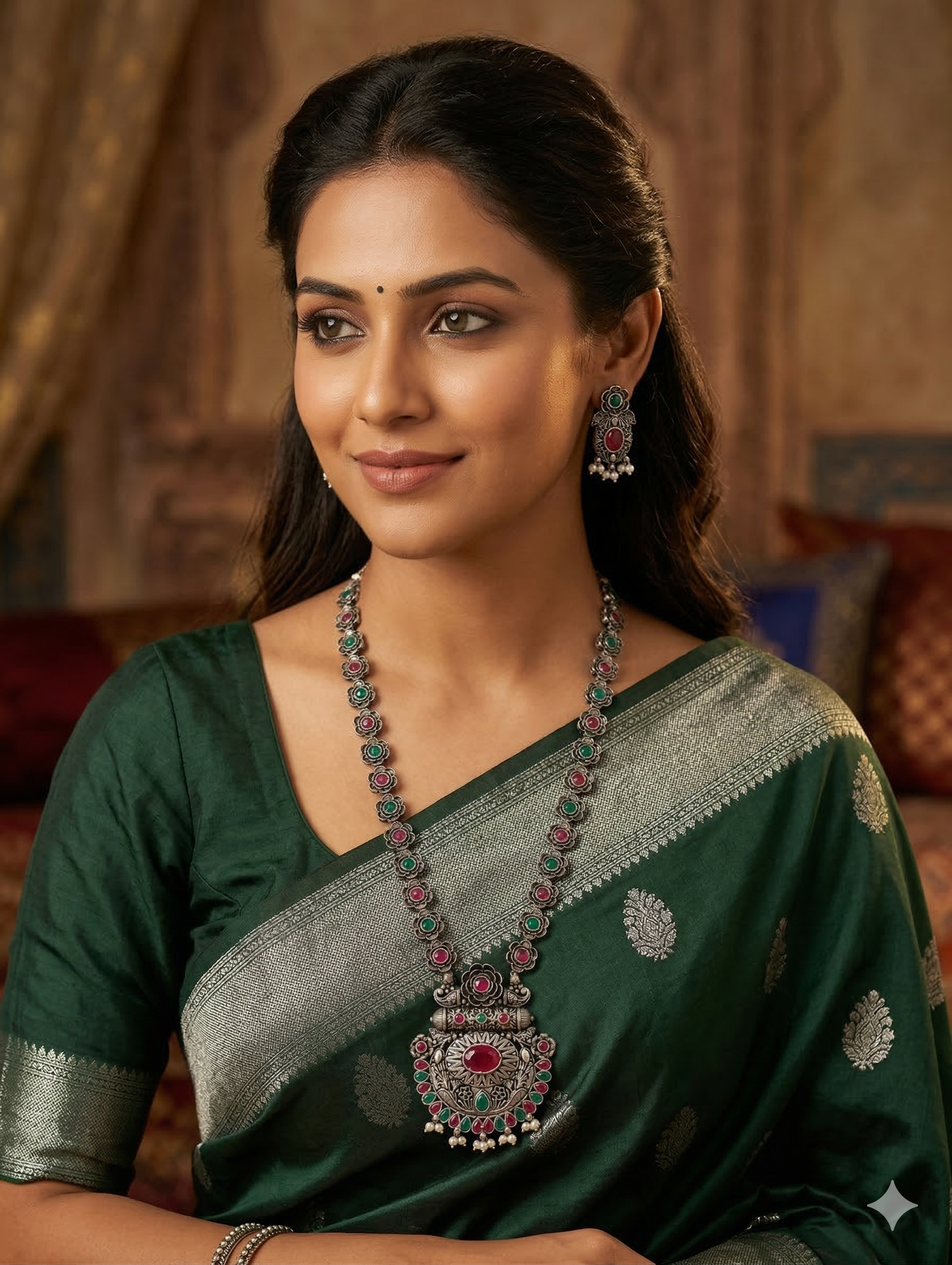 Oxidized Silver Rose Flower design necklace and earrings set - Simpliful