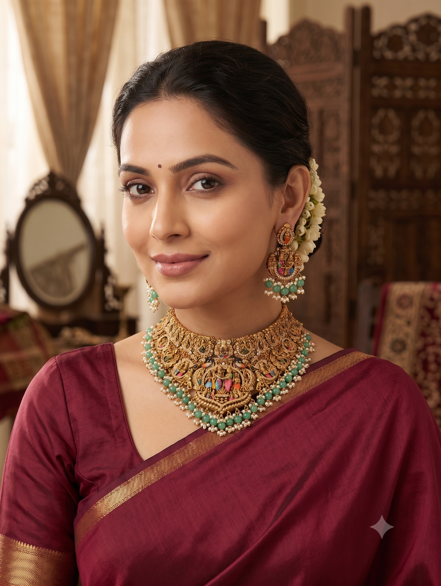 Thirukalyanam design Grand Antique Choker Necklace set