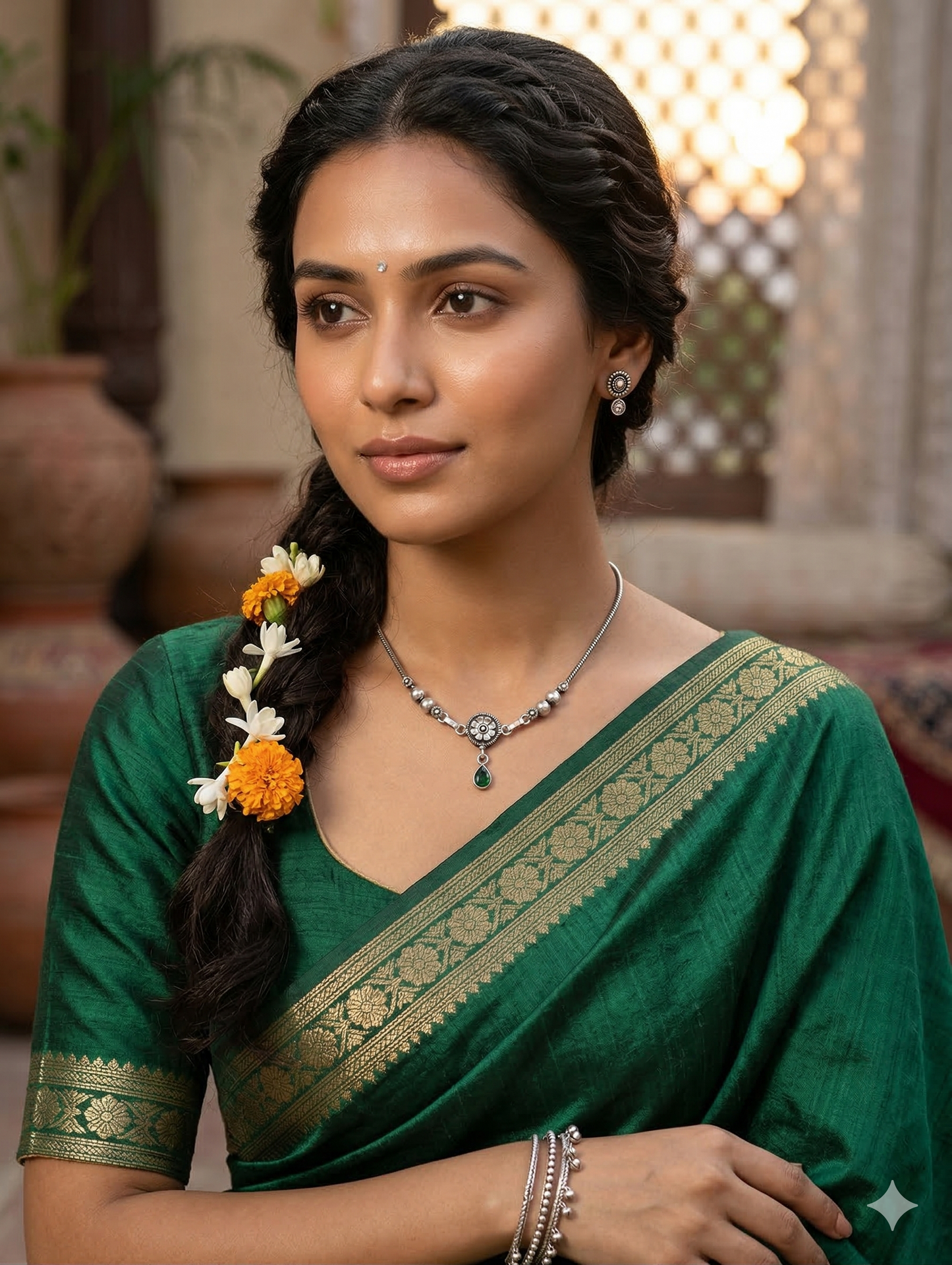 Oxidized silver Flower charm CZ Choker Necklace - Simpliful