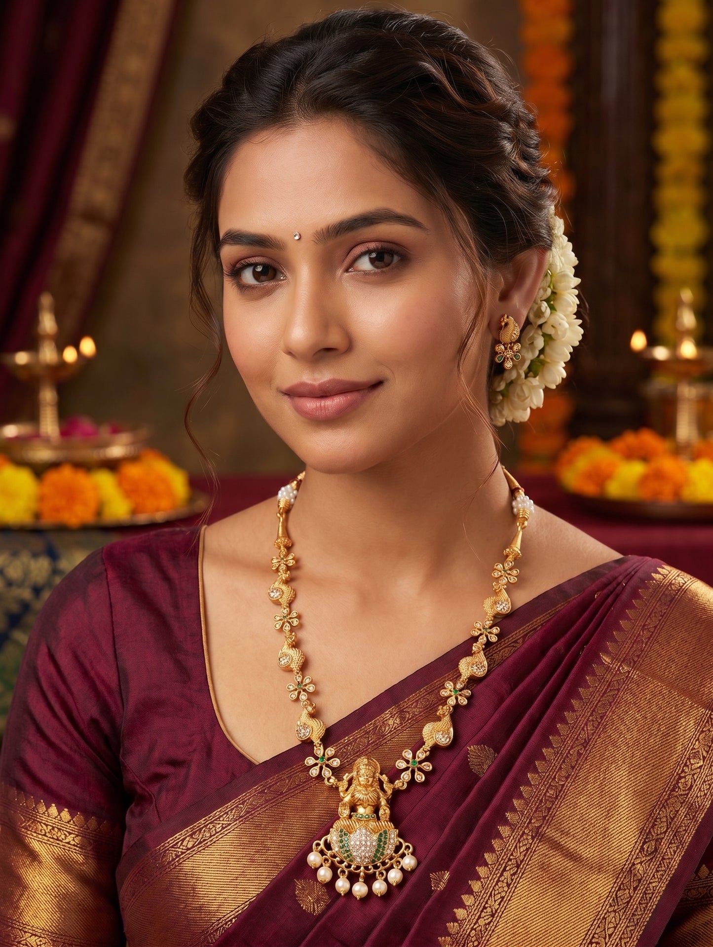 Bright gold plated Lakshmi ji Choker set