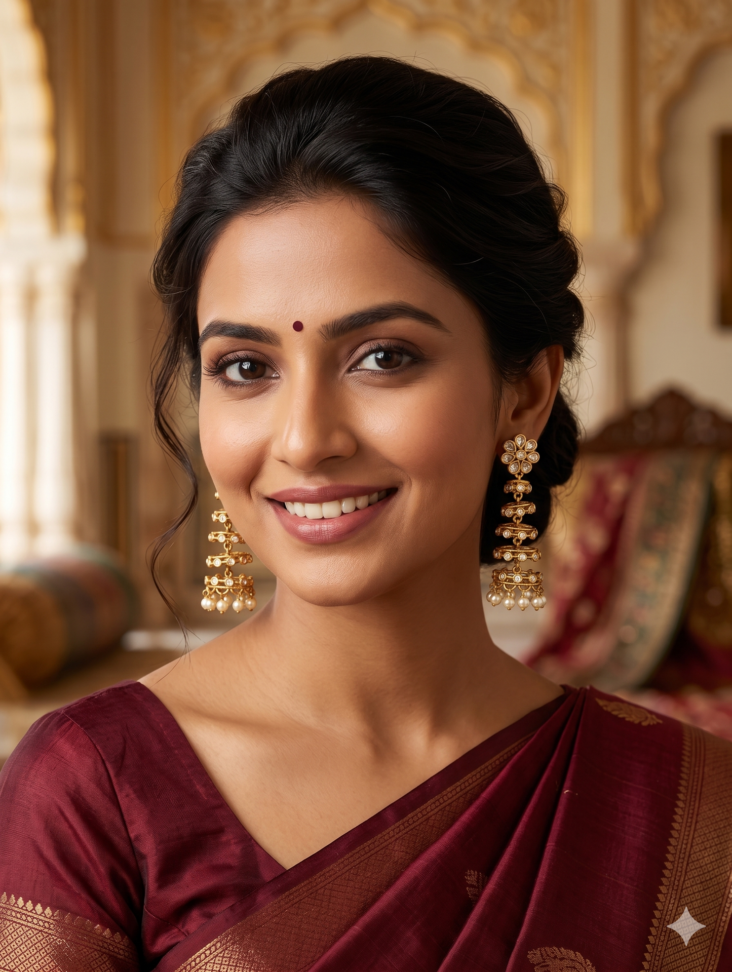 Antique Gold plated CZ adukku Jhumka Earrings