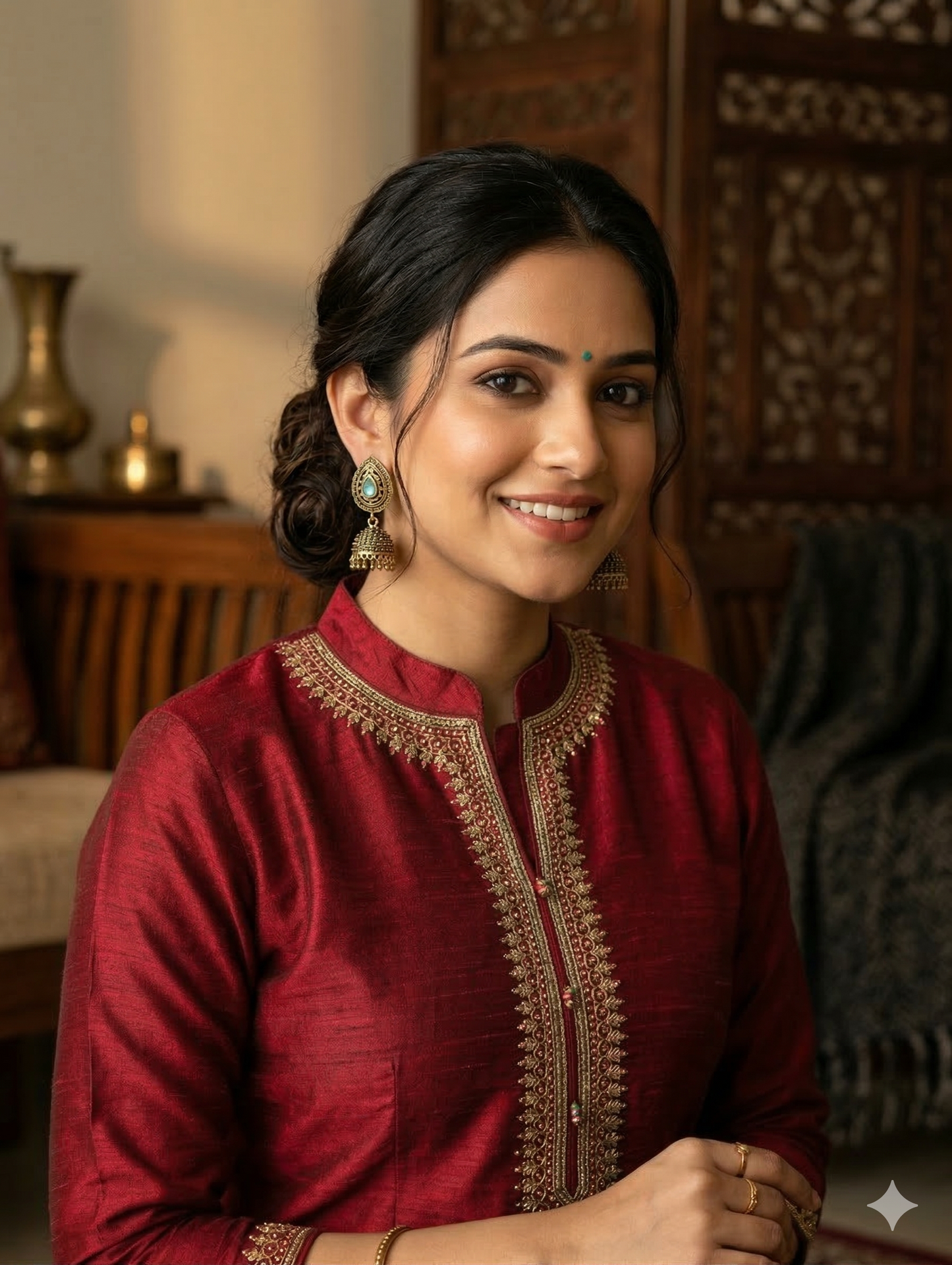 Antique oxidized gold Teardrop CZ jhumka earrings - Simpliful