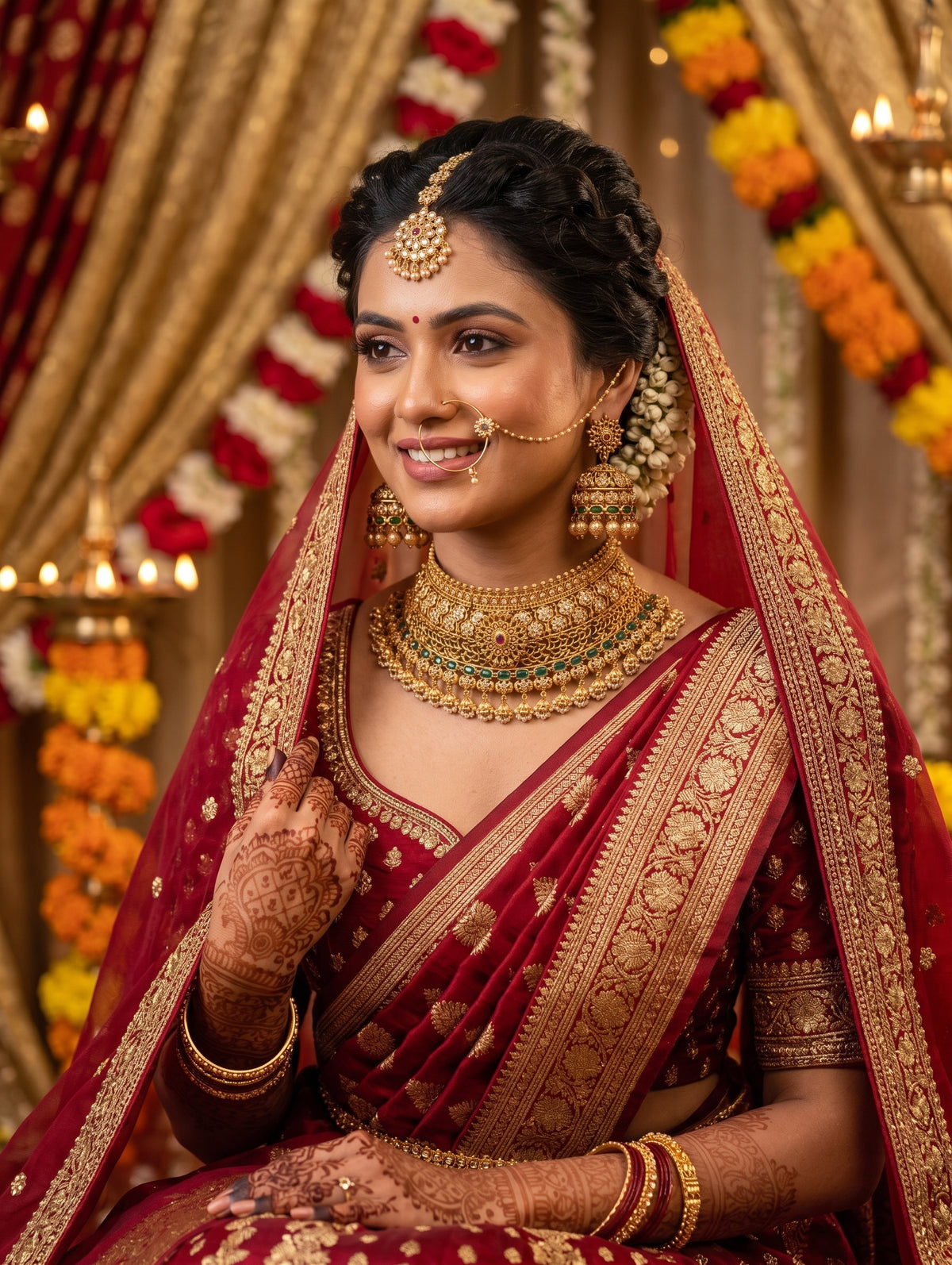 Grand Bridal Broad Choker Large Jhumka set