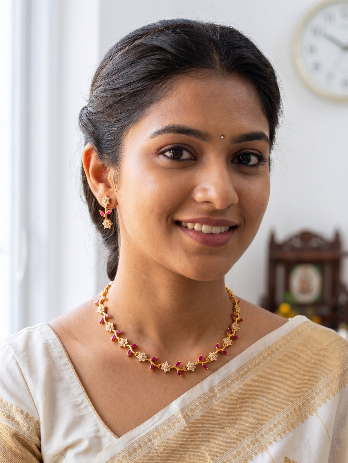 Minimalistic Leaf Choker Necklace set - Simpliful