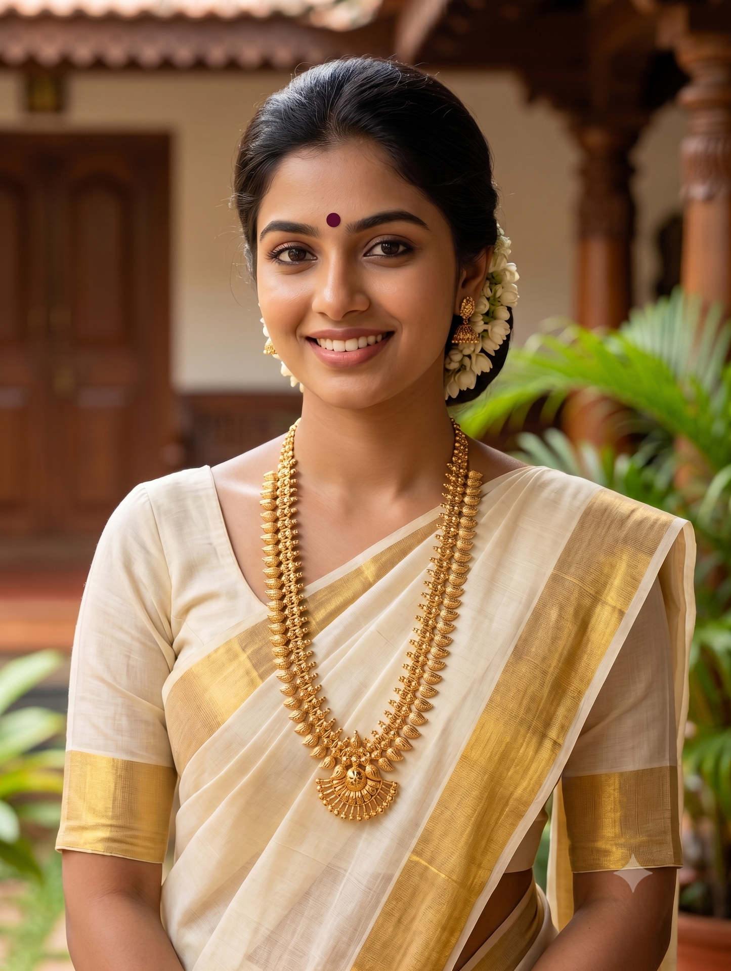 Micro Gold plated Long Haram Kerala style Necklace
