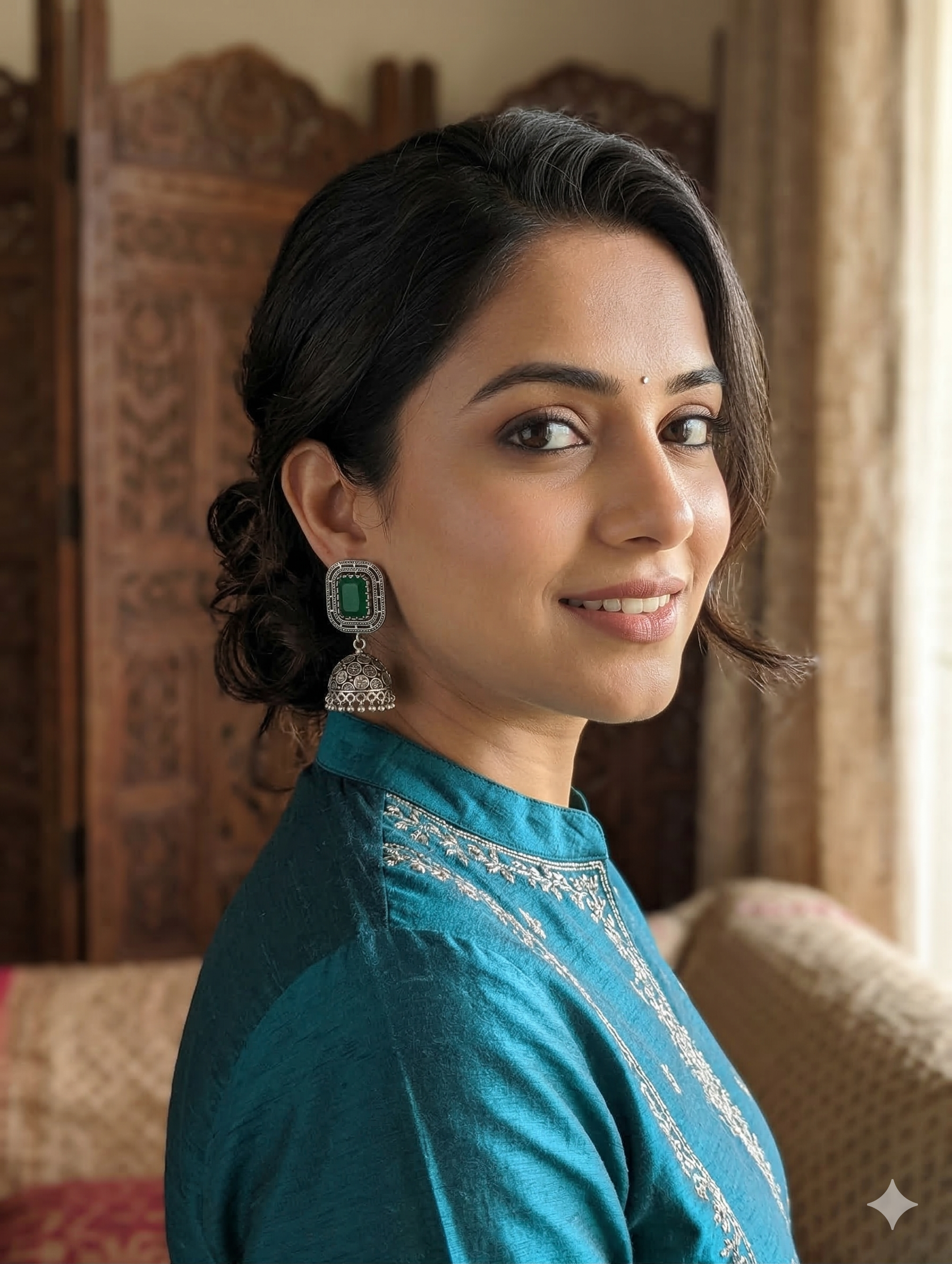 Oxidized silver Rectangle stud Jhumka earrings - Simpliful