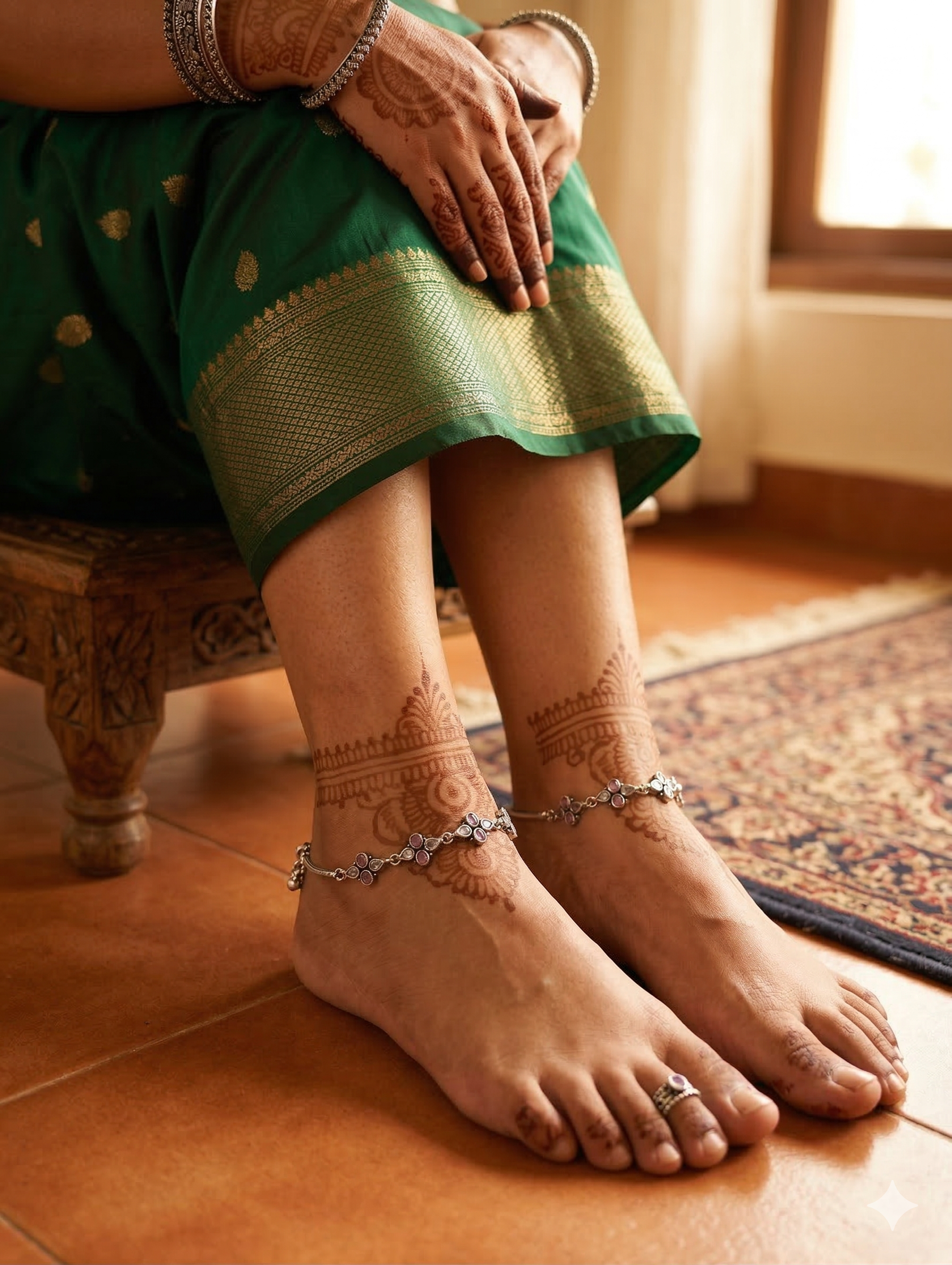 Oxidized Silver plated CZ Anklets - D6 - Simpliful