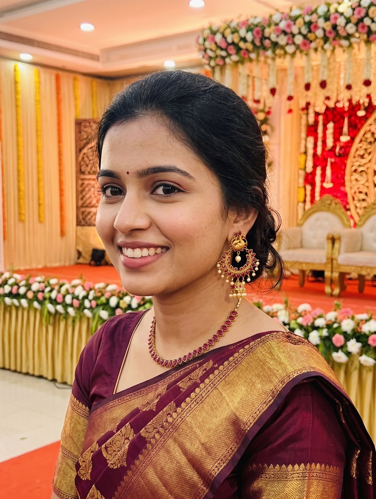 Peacock Kemp Chandbali Jhumka Earrings