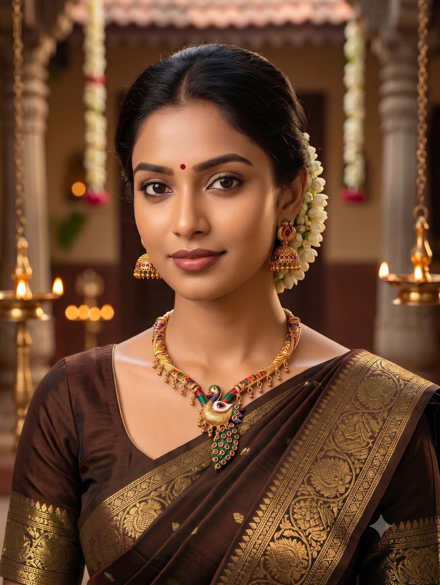 Hasli Peacock design Kemp Choker Jhumka set