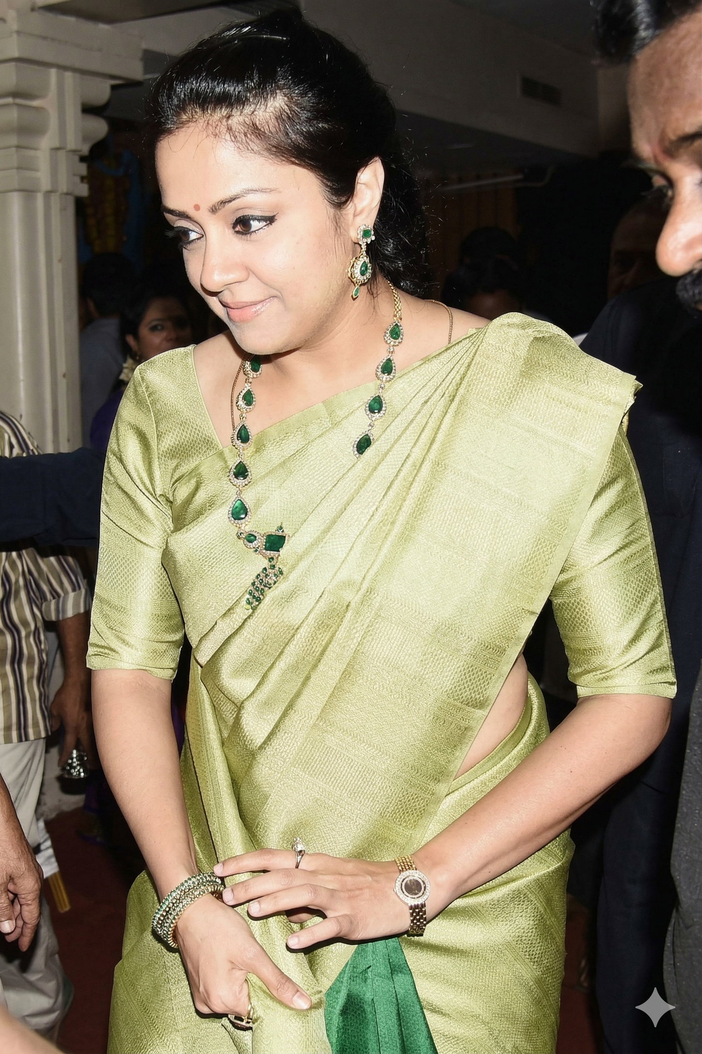 Actress Jothika inspired CZ Long chain Necklace set - Simpliful