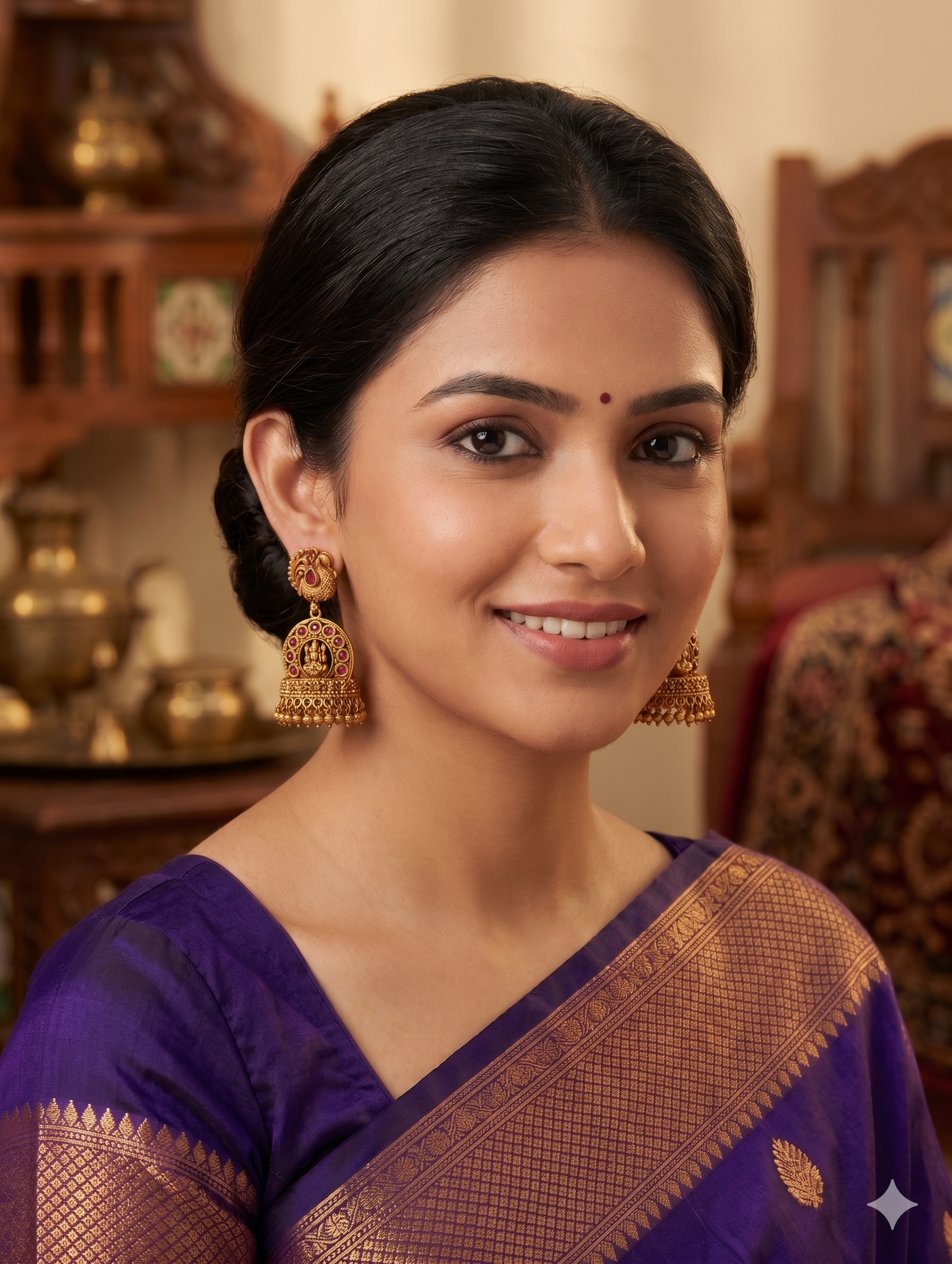 Peacock Stud Kemp Lakshmi ji Jhumka Earrings