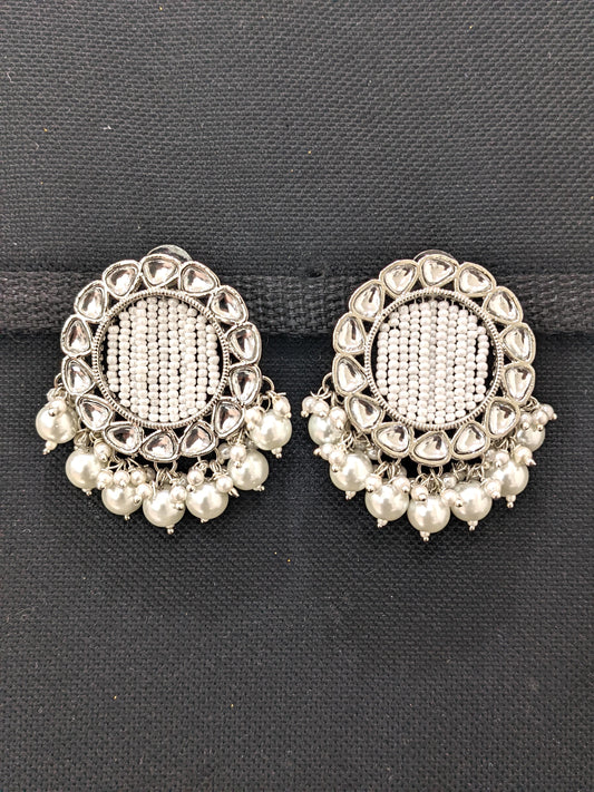 Silver rhodium plated Large Stud Earrings