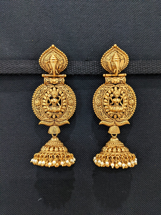 Grand Lakshmi ji design Jhumka Earrings