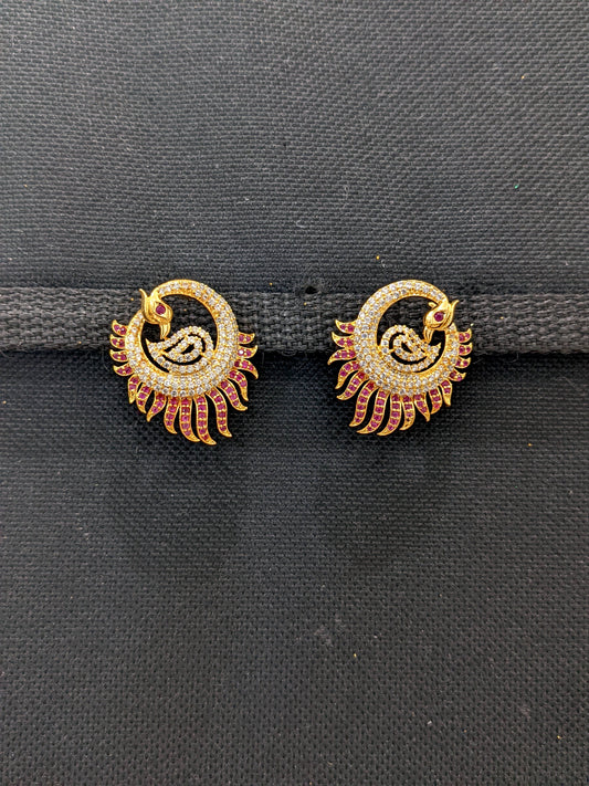 Peacock CZ Large Stud Earrings
