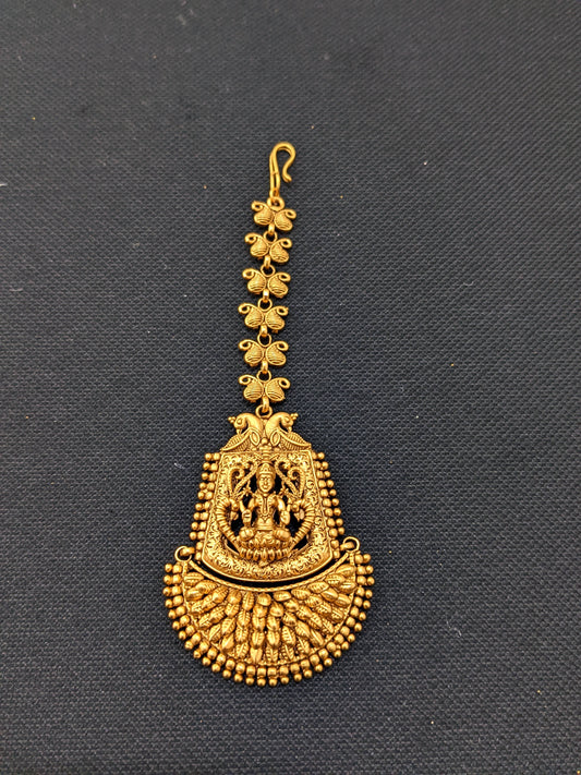 Antique matte Gold plated Lakshmi ji Maang Tikka
