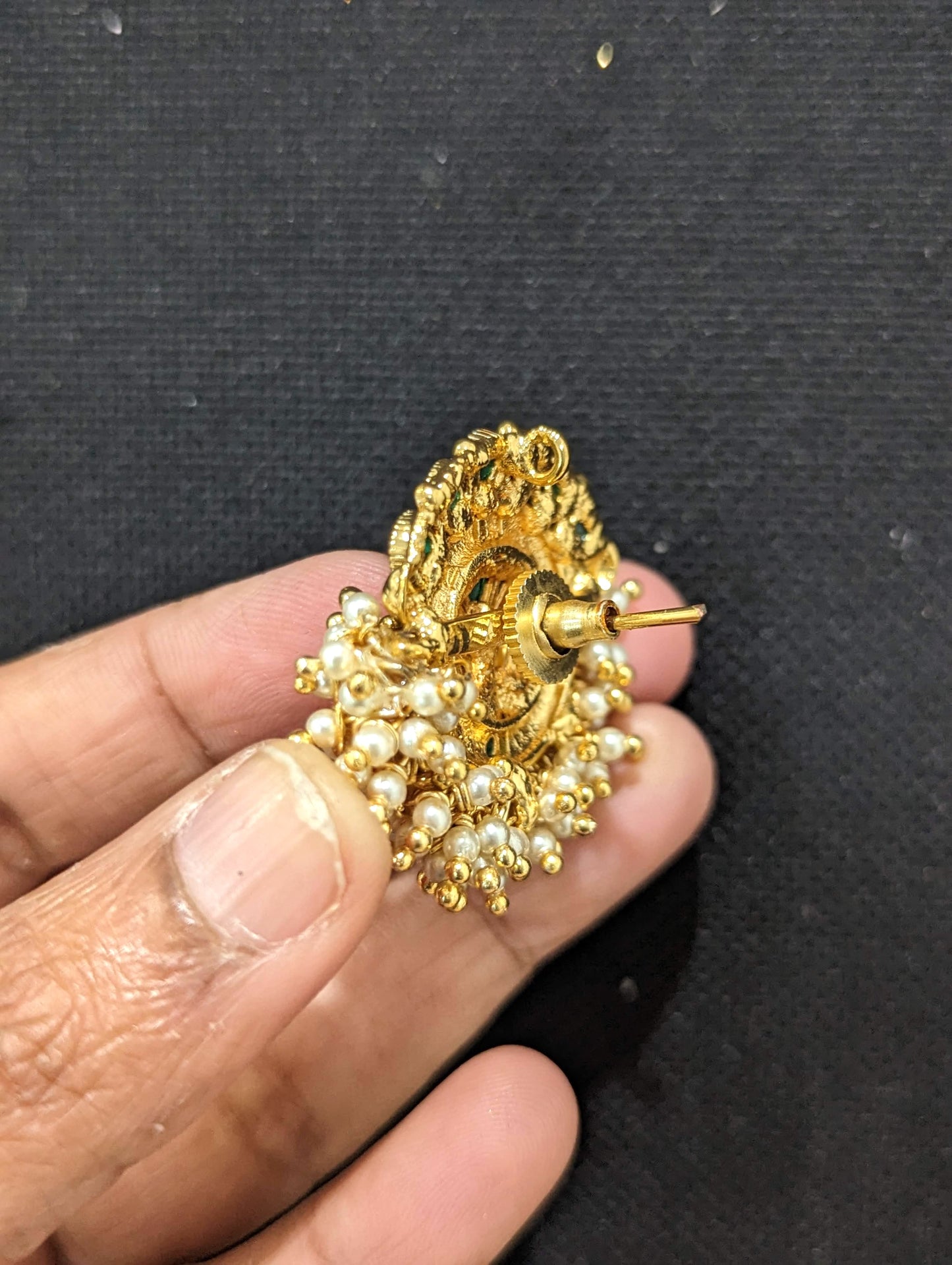 Polki gold plated Large Stud Earrings