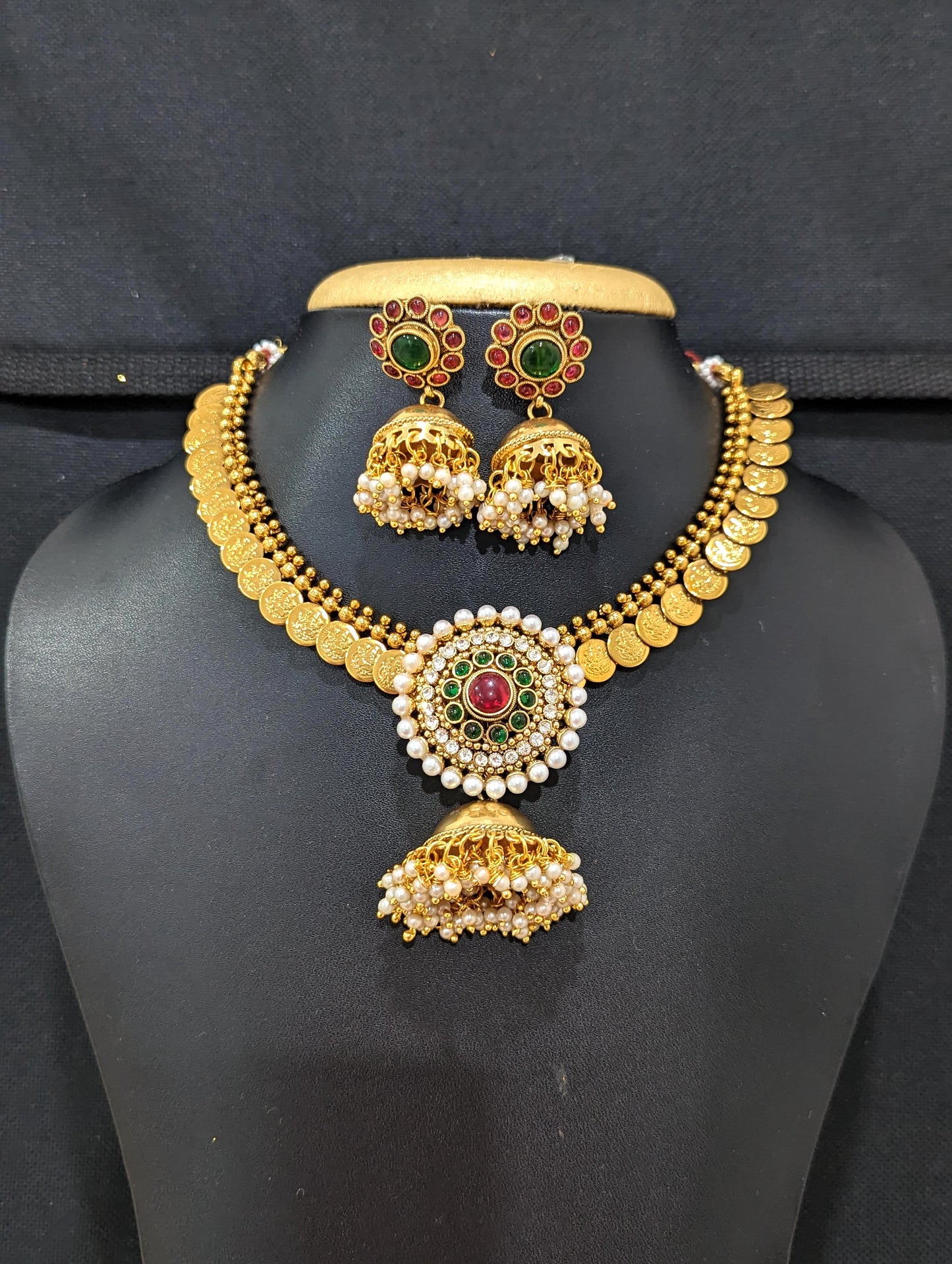 Traditional Coin Choker necklace and earrings set