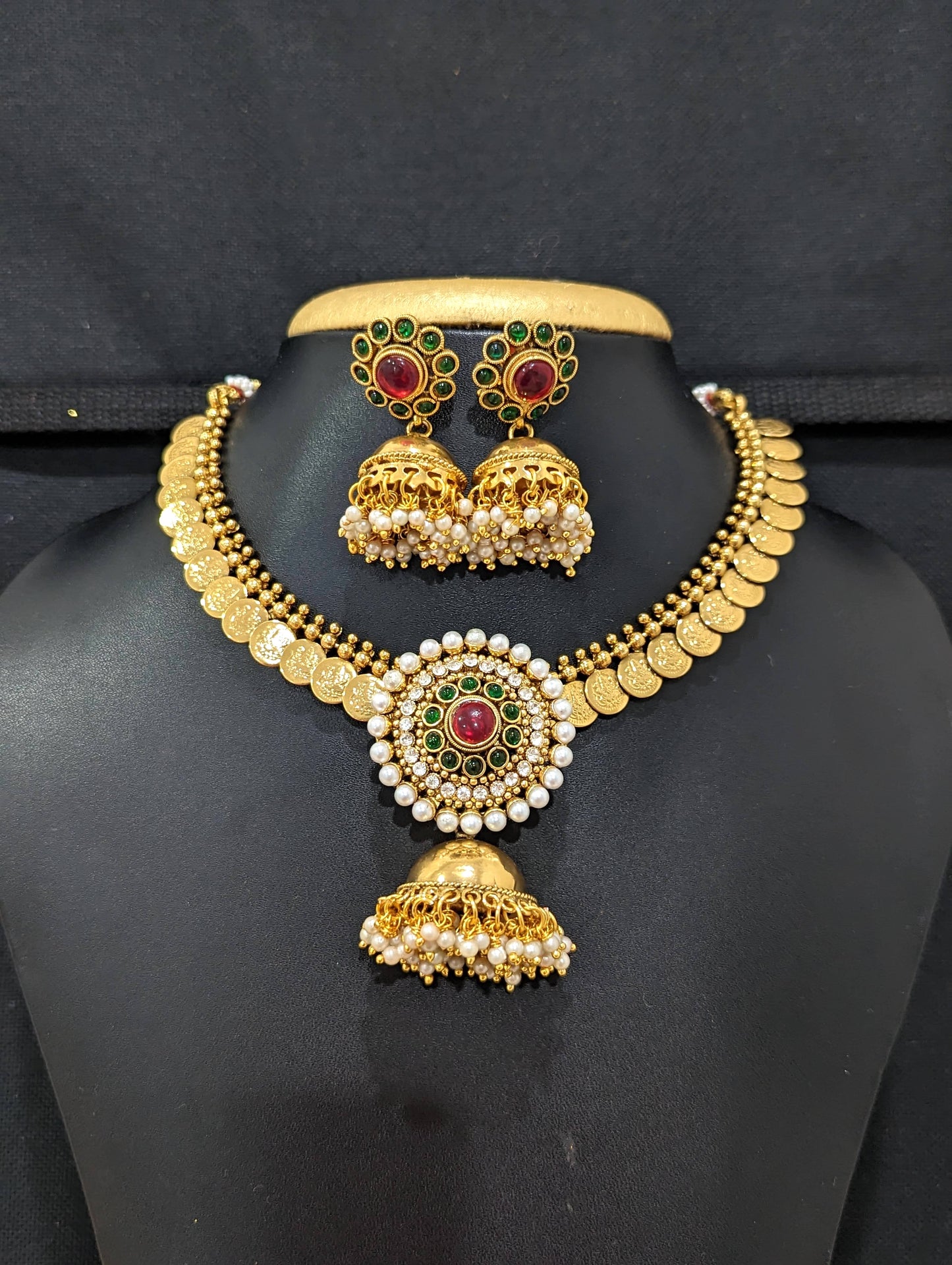 Traditional Coin Choker necklace and earrings set