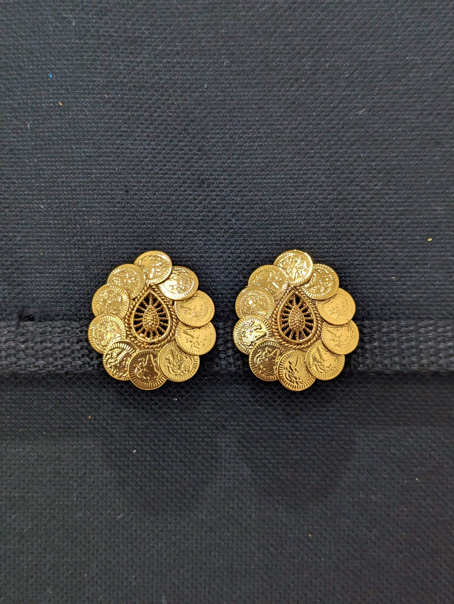 Teardrop design Coin stud Earrings