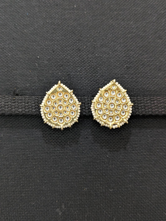 Glass kundan Teardrop stud Earrings