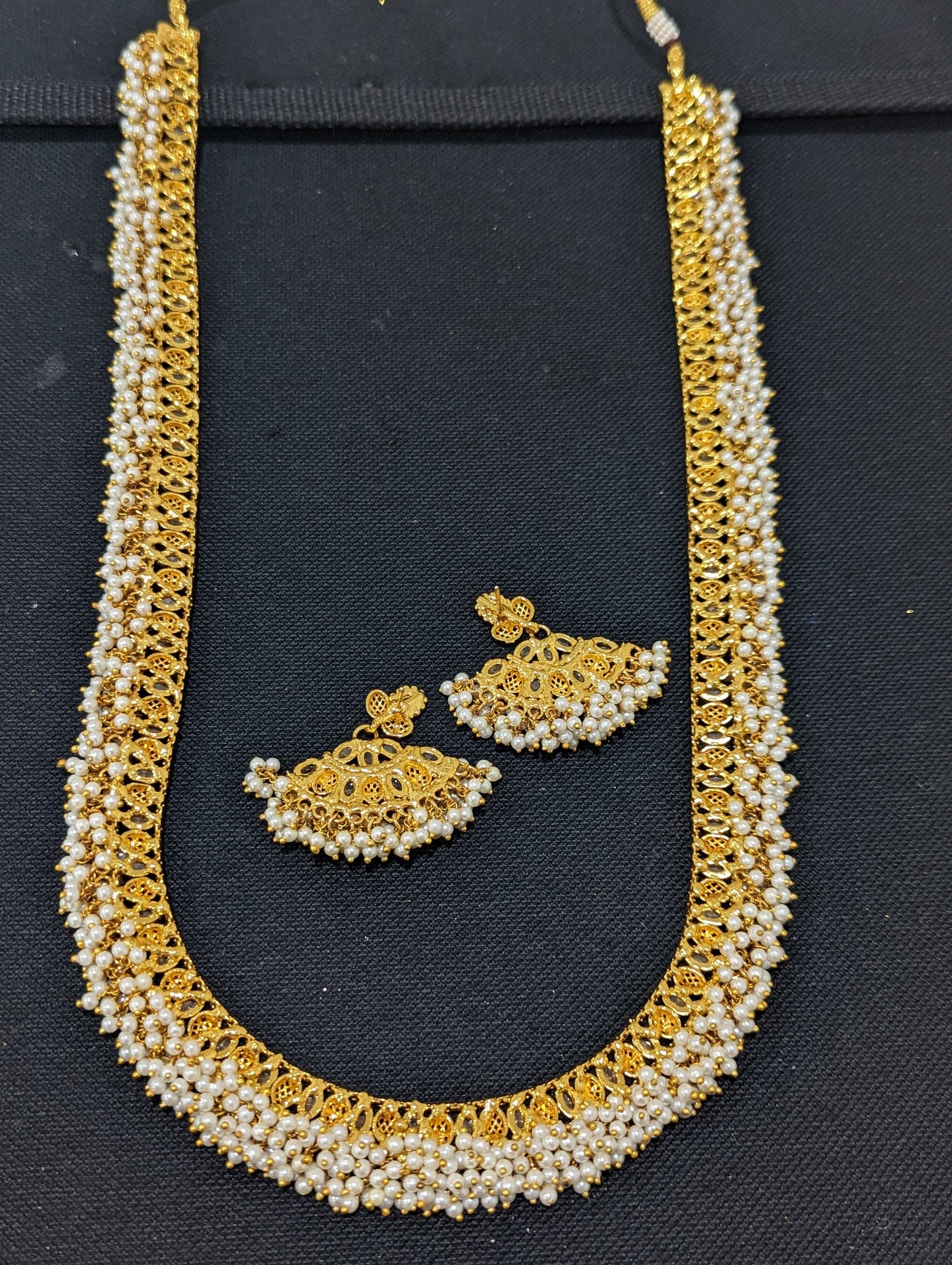 Pearl cluster Long Haram necklace set - D2