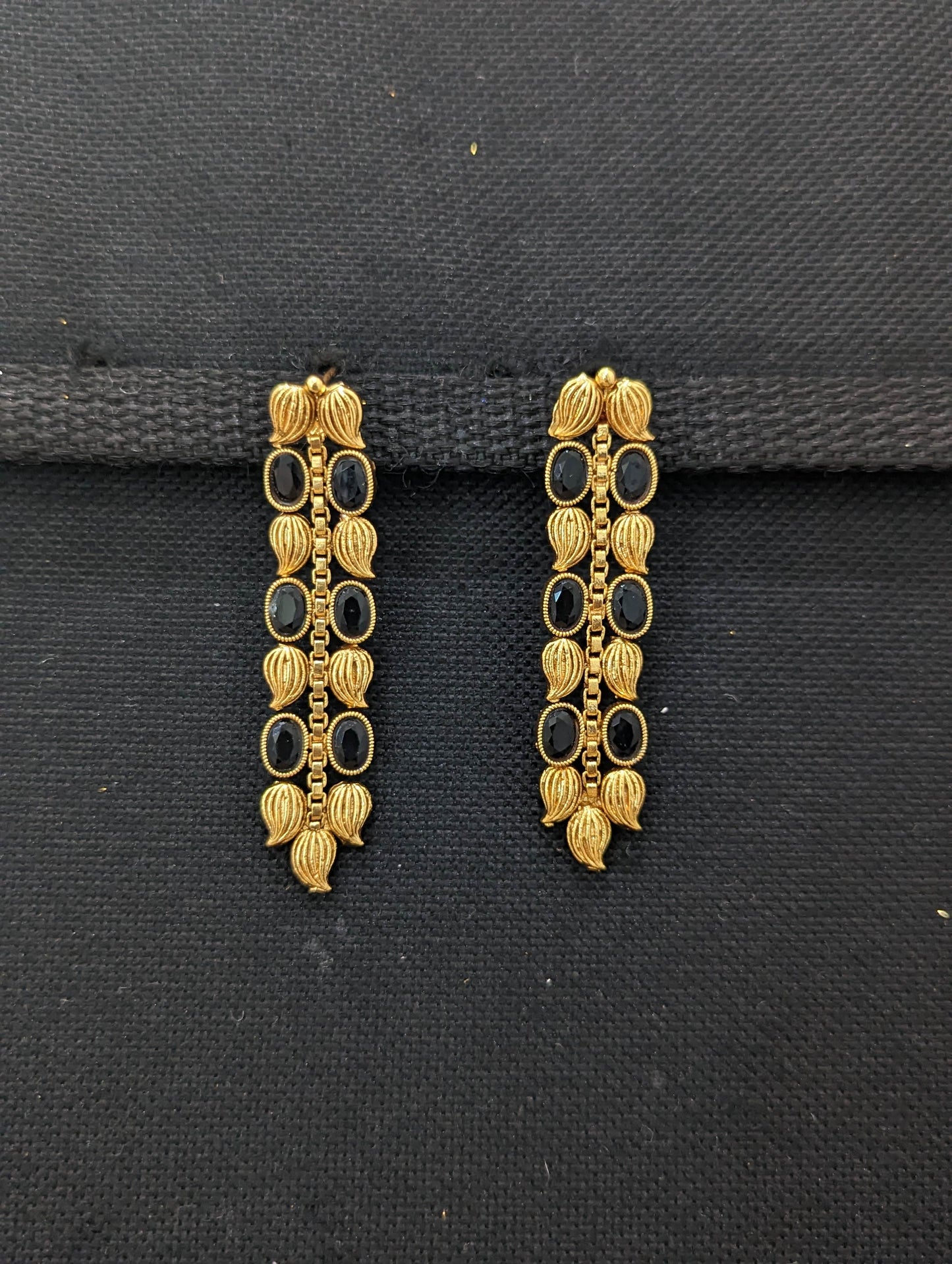 Leaf design Polki stone dangle earrings