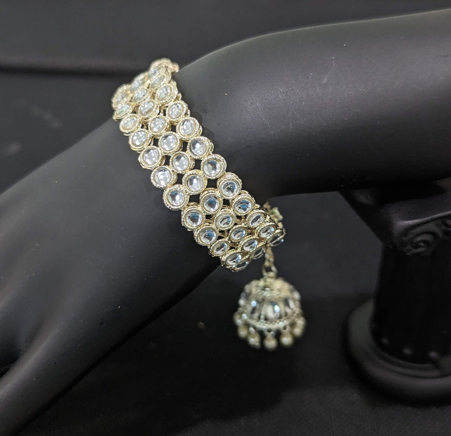 Glass kundan stone bracelet - D1