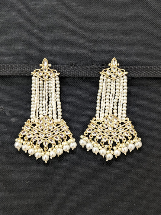 Pearl Kundan Dangle Earrings