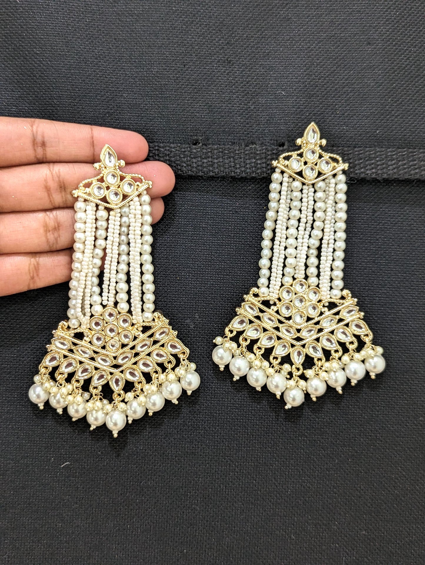 Pearl Kundan Dangle Earrings