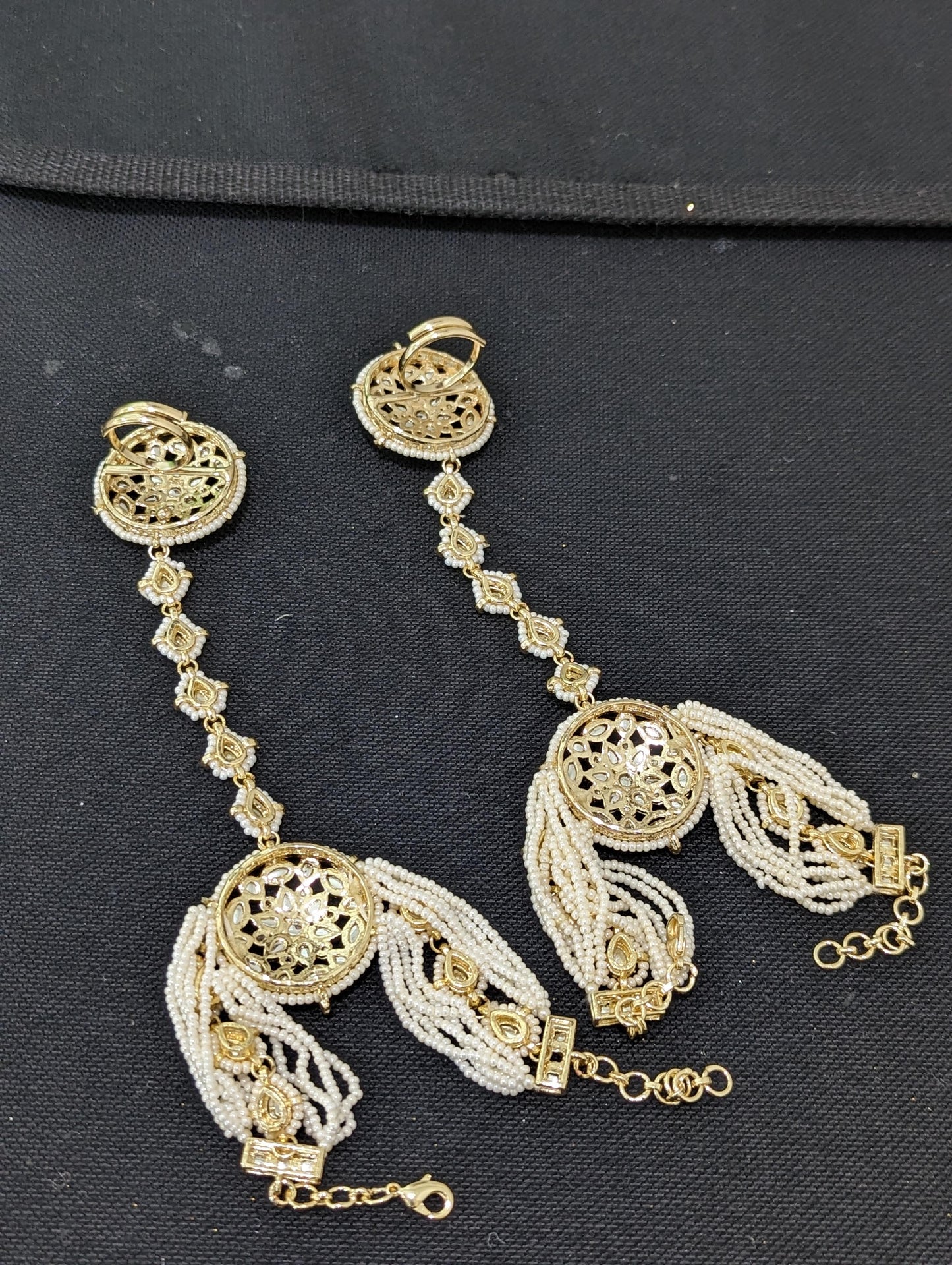 Kundan Haath Phool / Bracelet Ring Combo / Ring Chain Bracelet / Indian Bridal Jewelry - D2