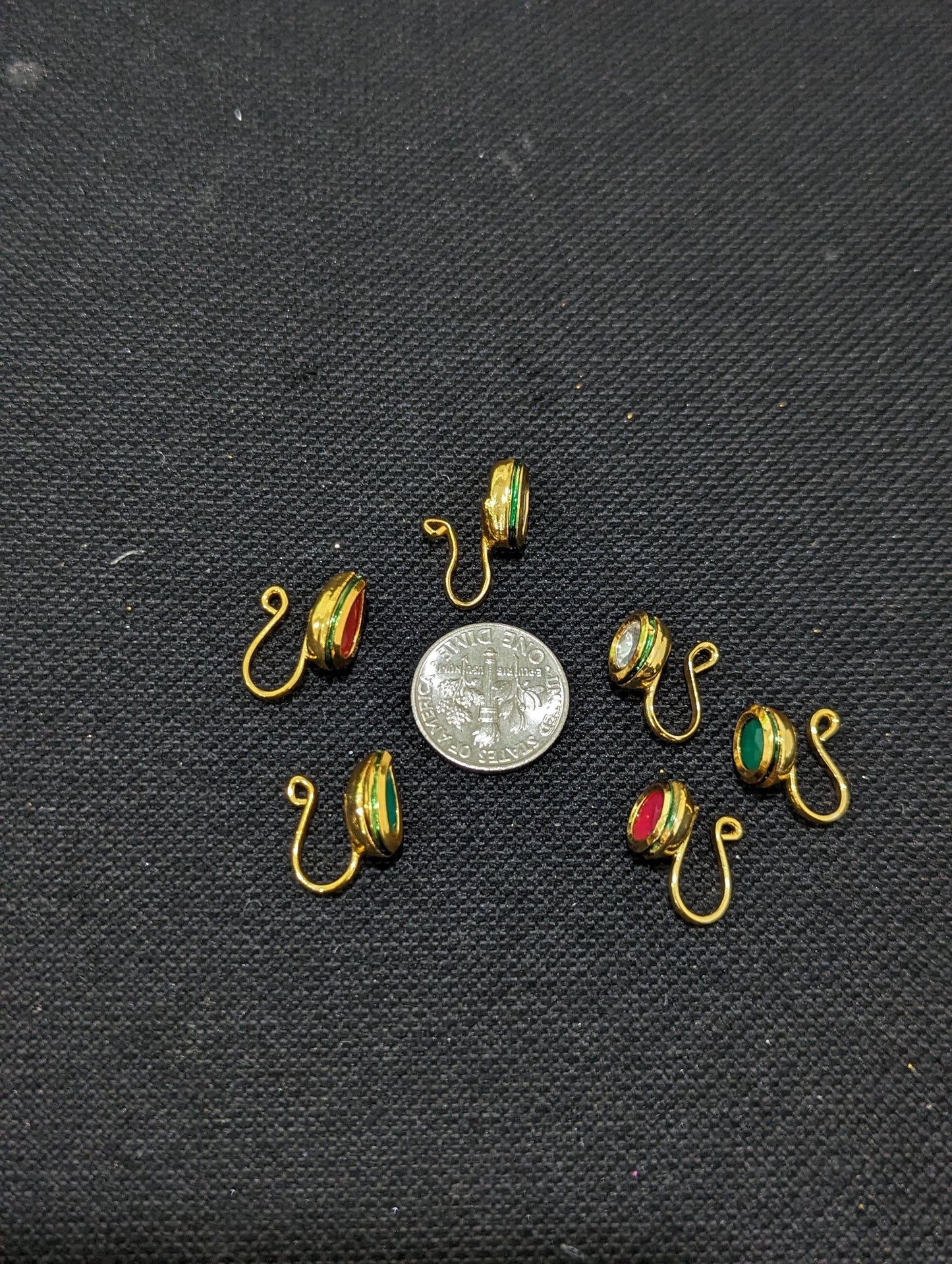 Round Kundan stone Clip on Nose Pin
