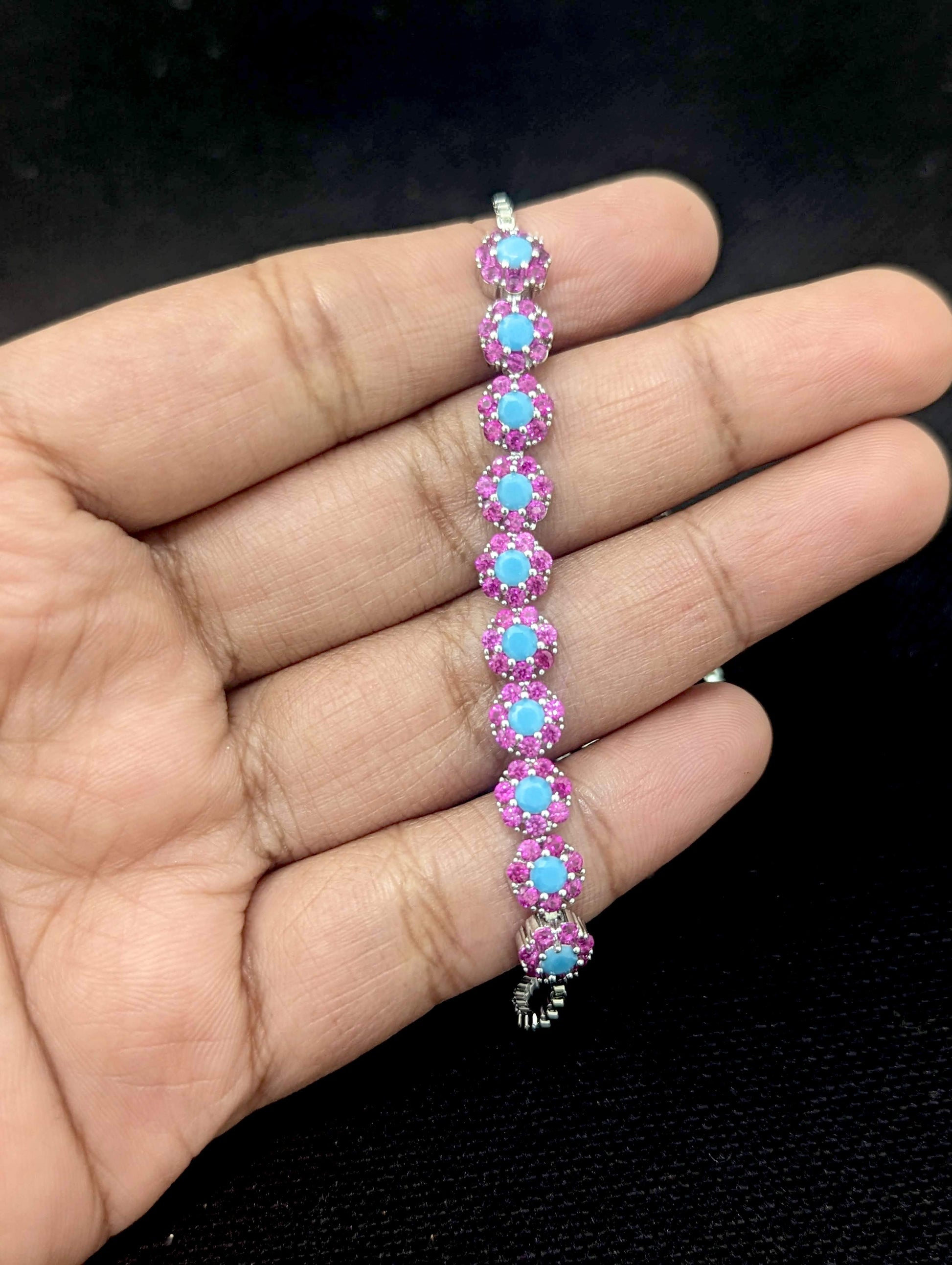 Pink Blue CZ Adjustable Bracelet - Simpliful
