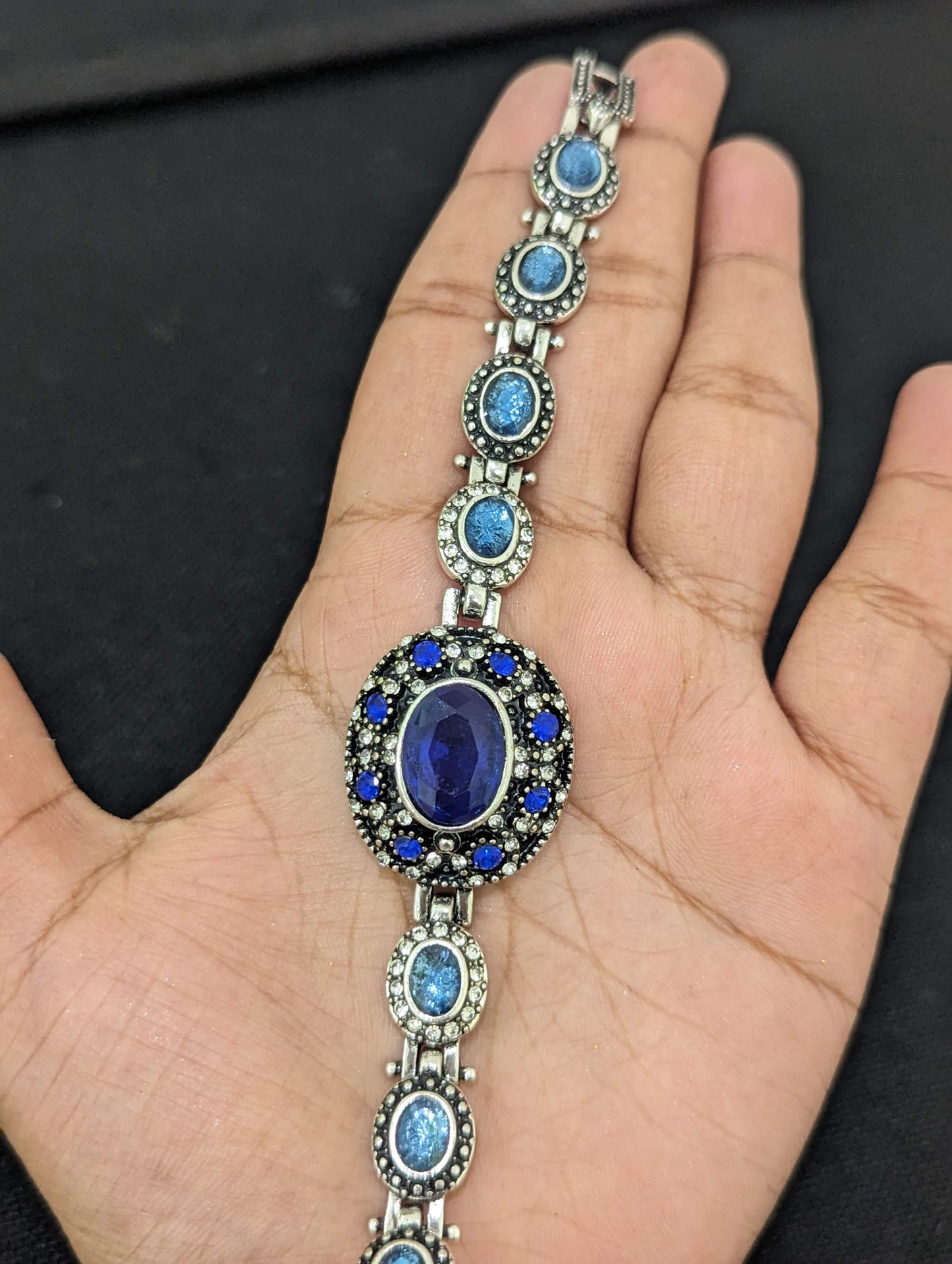 Antique Silver Blue stone Bracelet