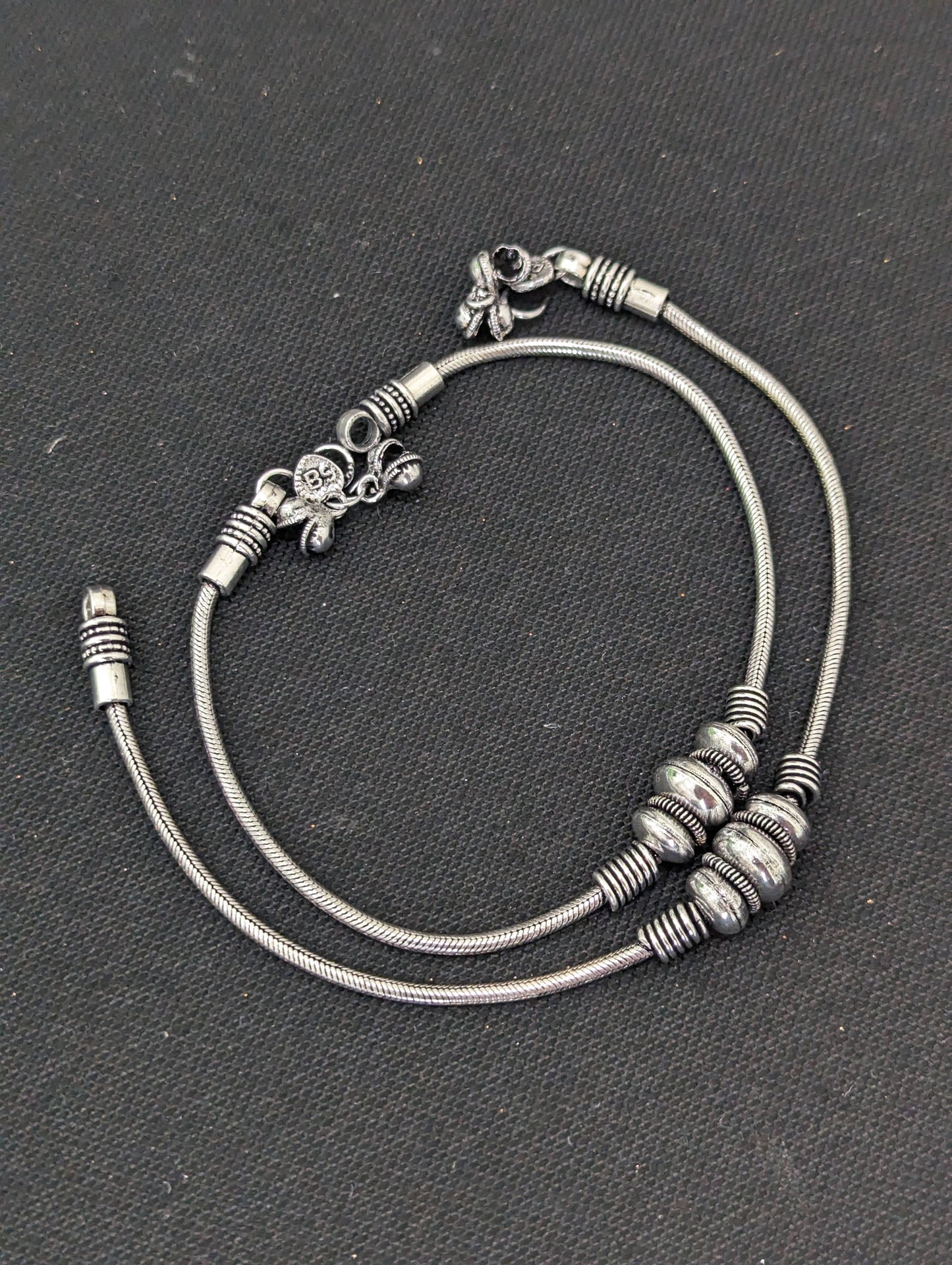 Oxidized Silver bead charm Anklets