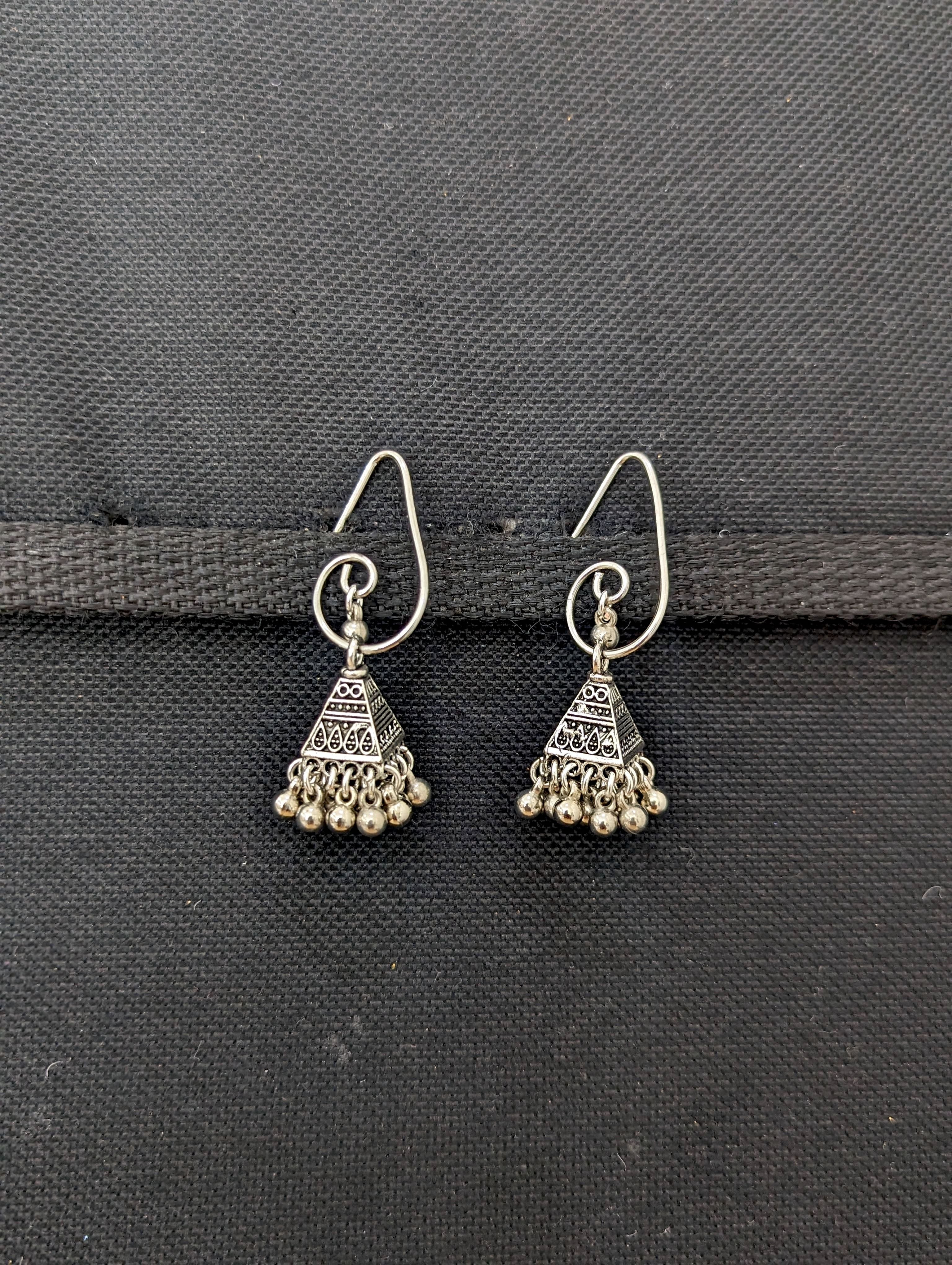 Buy Silver Plated Embellished Oxidized Chandbali Earrings by Noor Online at  Aza Fashions.