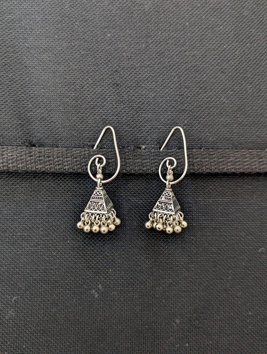 Oxidized silver designer hook drop Earrings