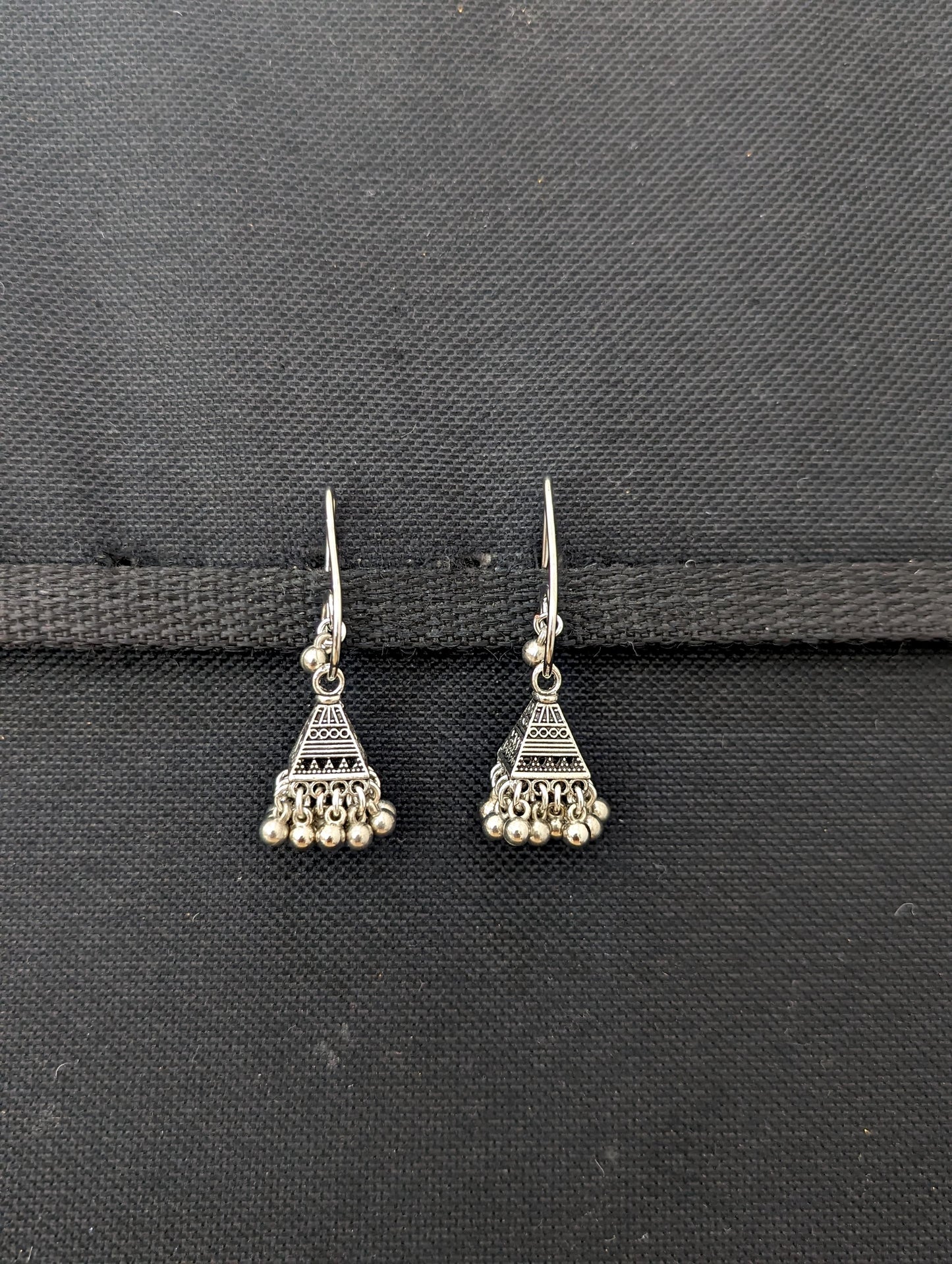 Oxidized silver designer hook drop Earrings