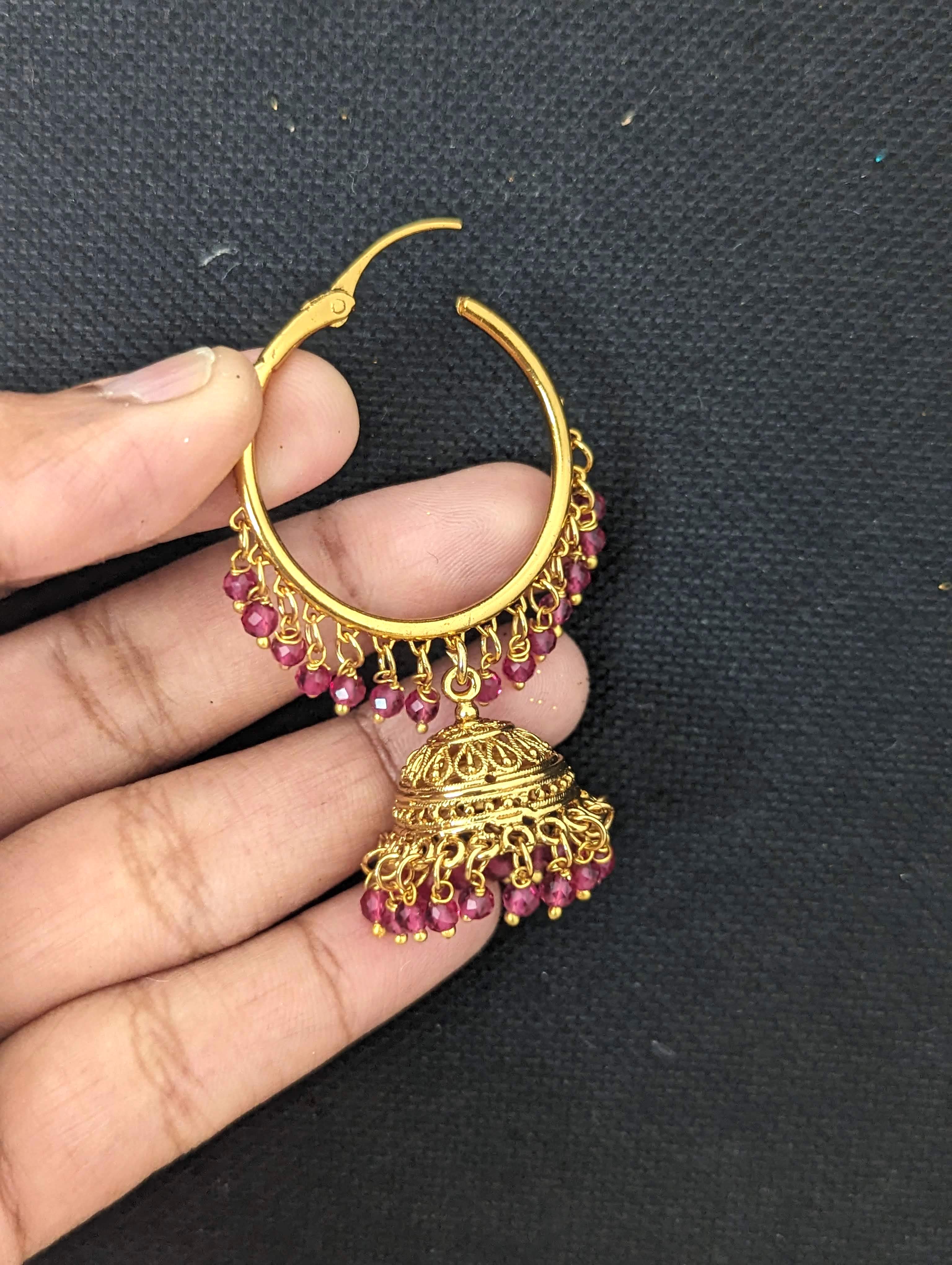 Indian Jewelry/ rose gold Indian Chand Balli Round jhumka wedding Earrings  | eBay