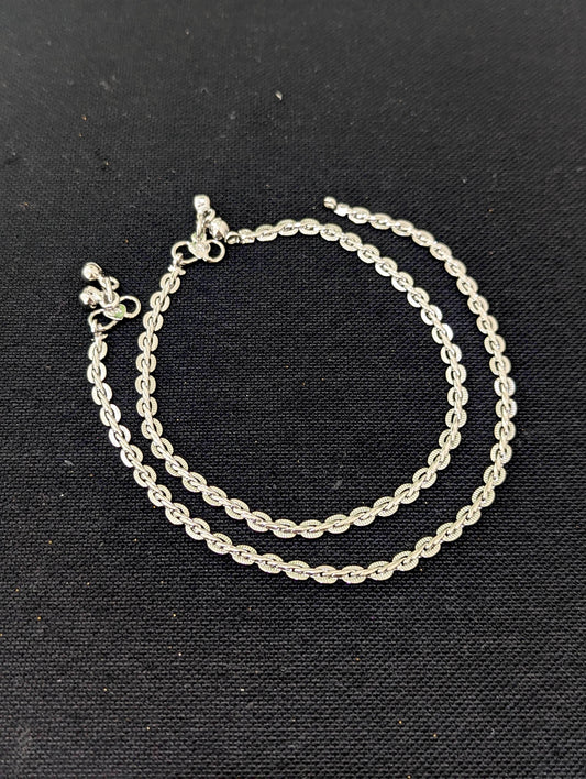 Rhodium Silver plated Anklets - Design 1