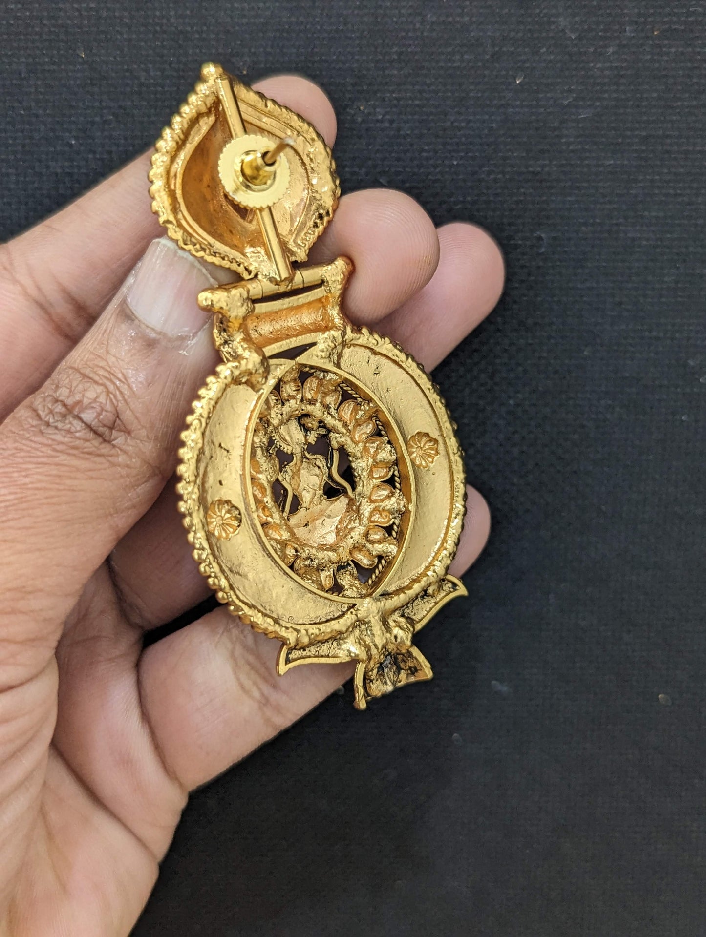 Antique Gold plated Lakshmi Chandbali Earrings