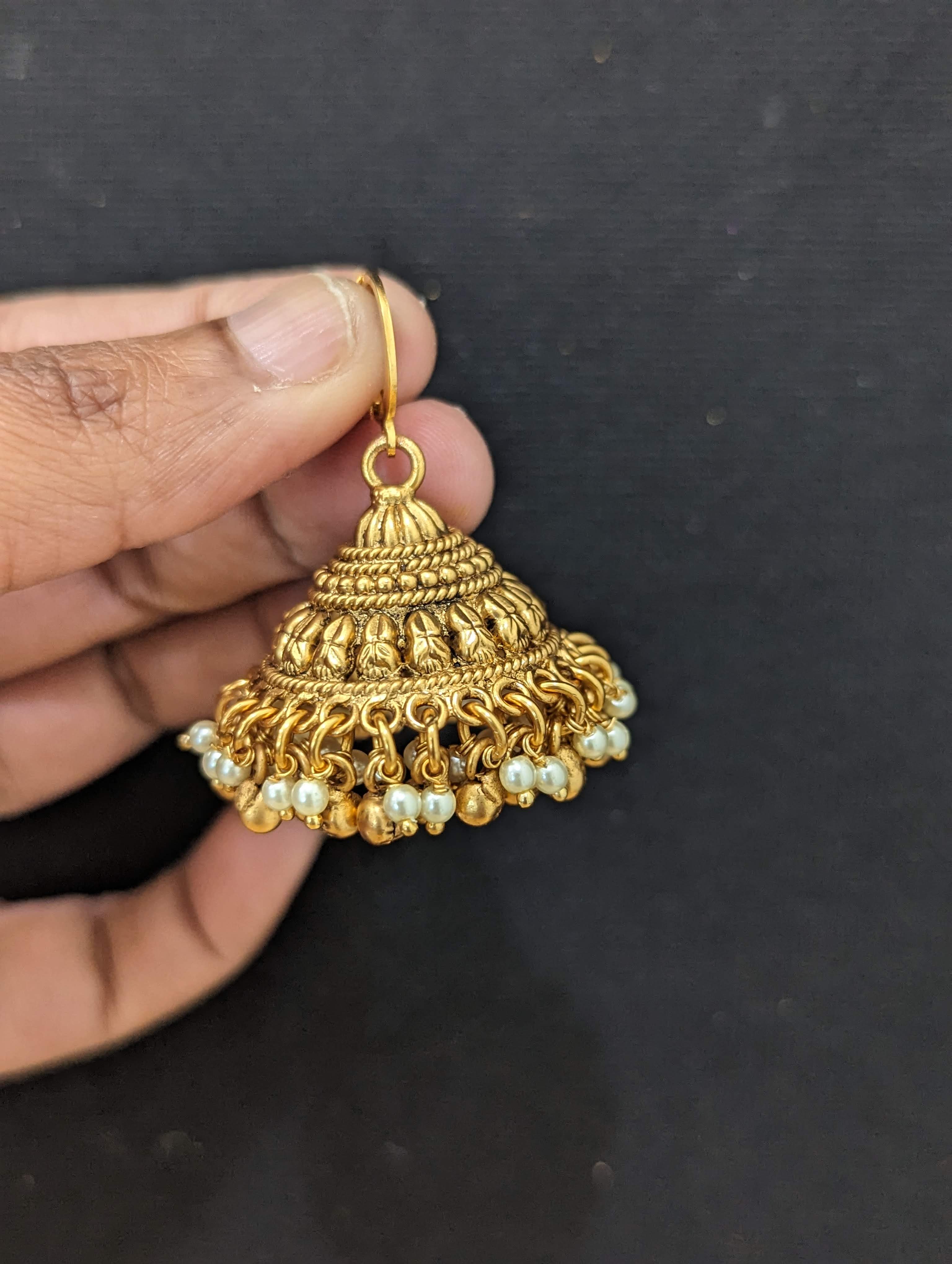 Hypnotic Real Navratan Big Jhumka [Click inside image for HD quality] –  Shagu's Jewellery