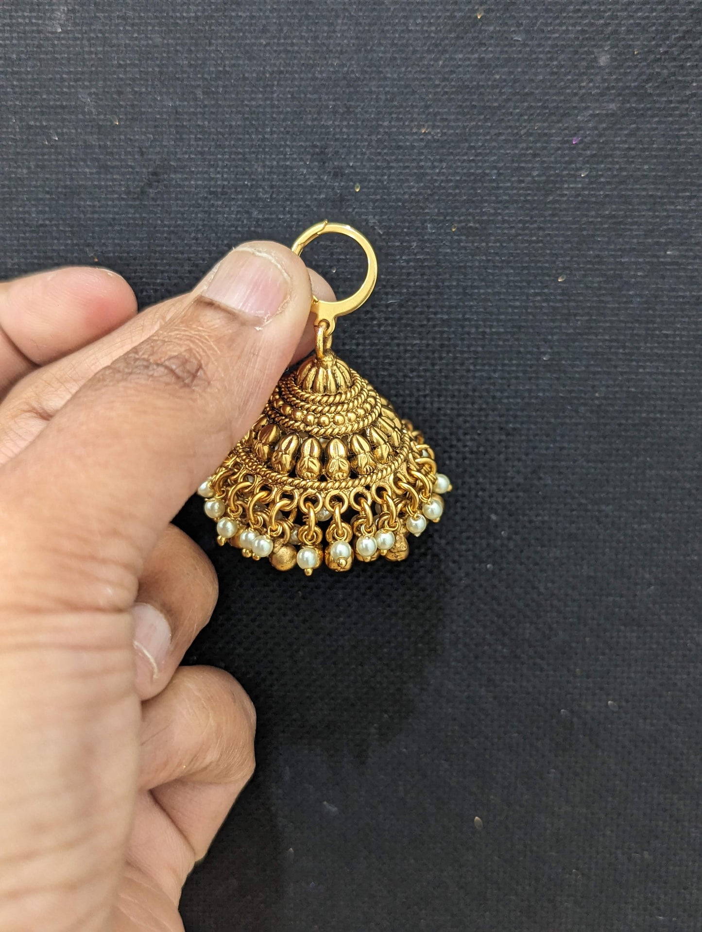Large small hoop jhumka earrings