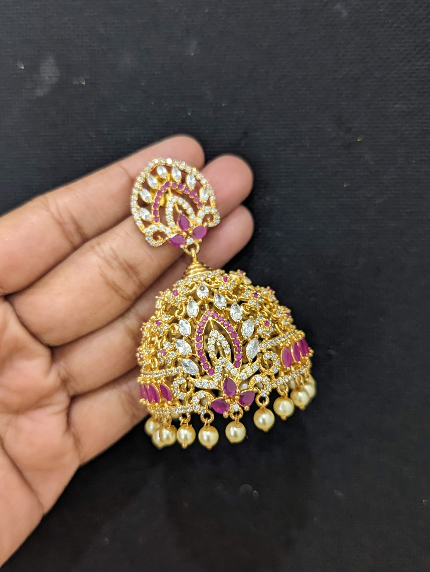 XXL size One gram gold plated Jhumka Earrings