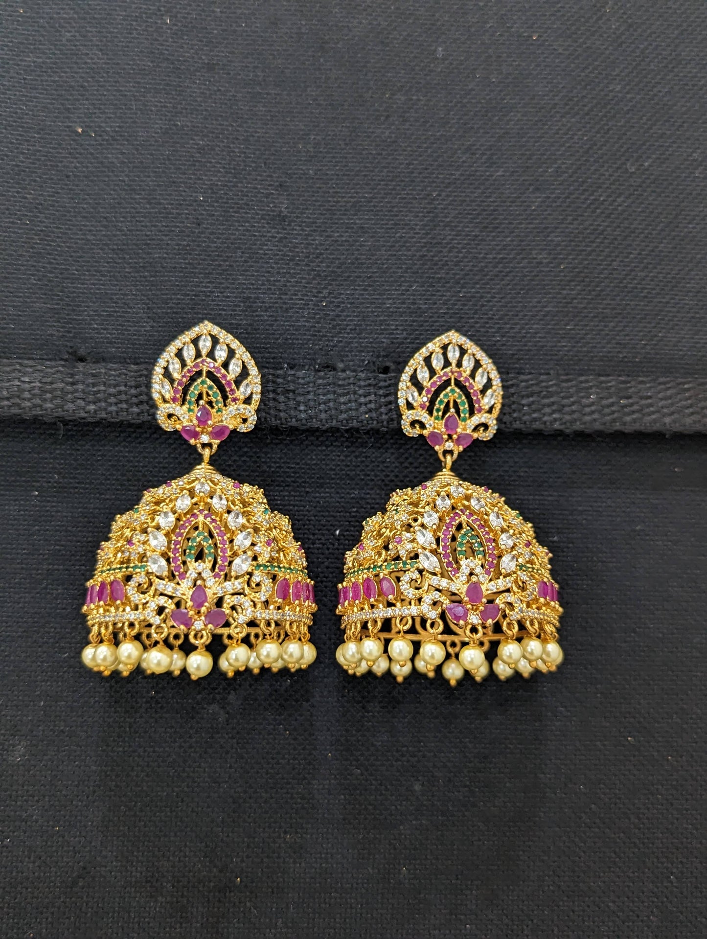 One gram gold jhumka earrings with price Clearance