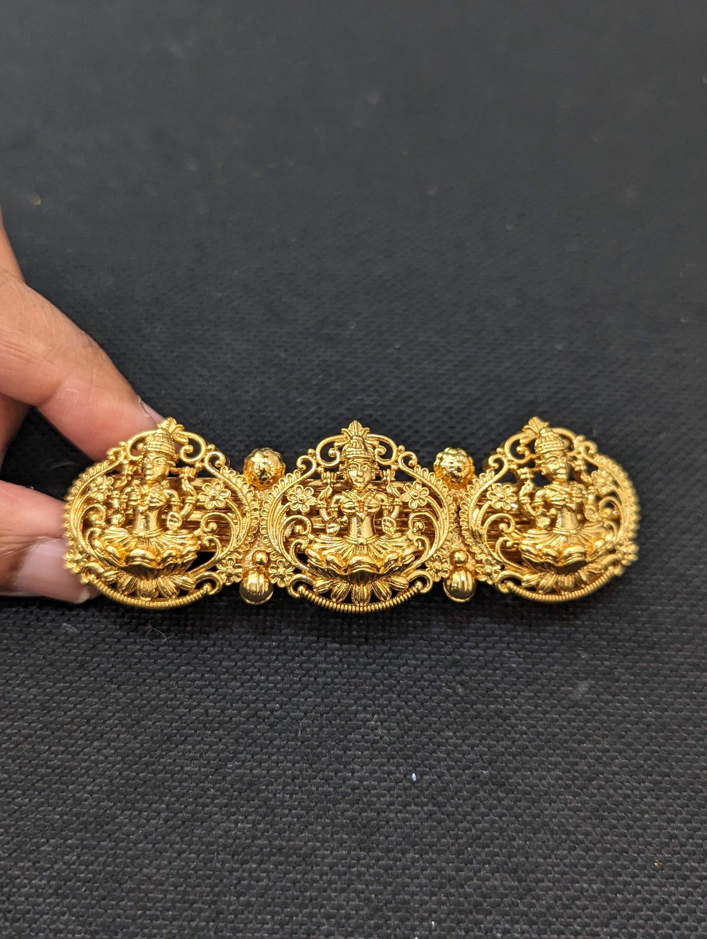 Goddess Lakshmi gold plated hair clip