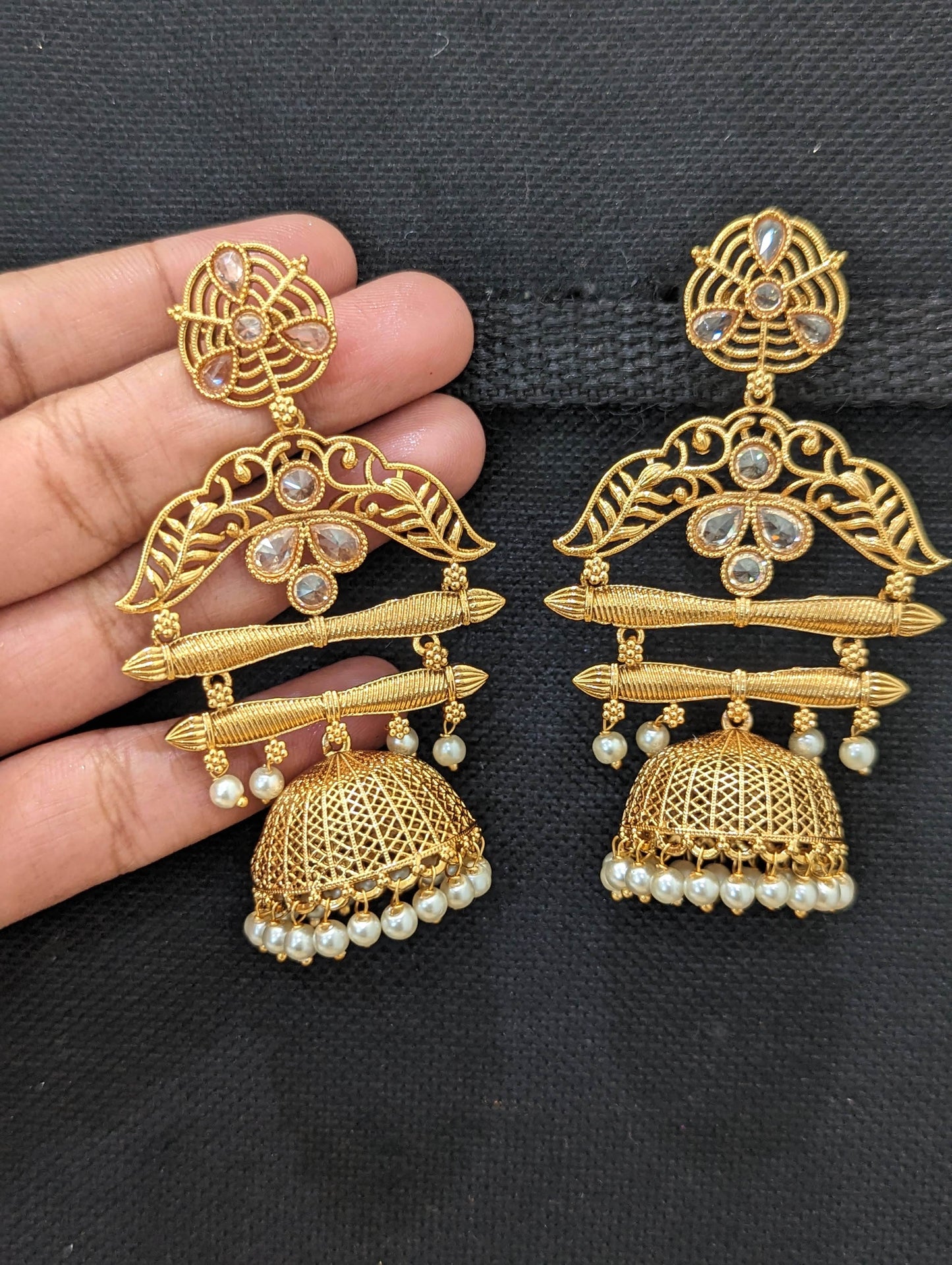 Designer Polki Grand Jhumka Earrings
