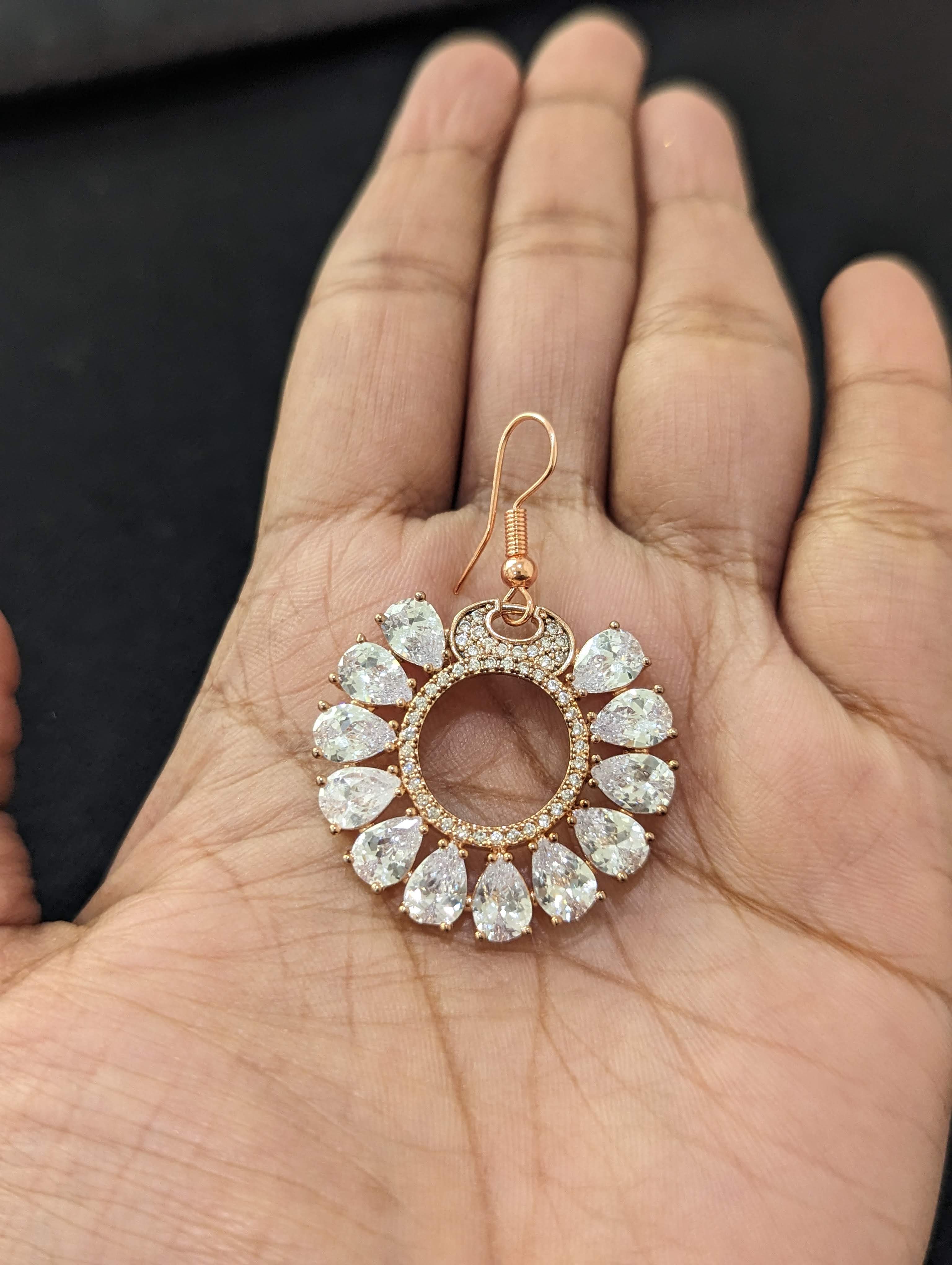 Rose gold plated CZ stone Maang Tikka