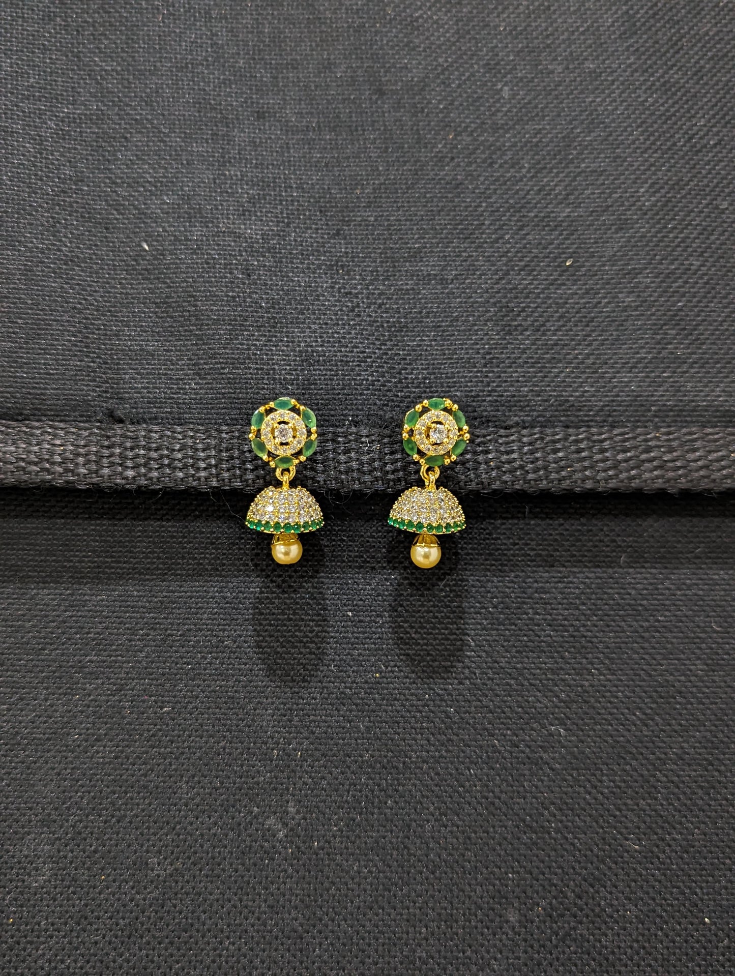 Small CZ Jhumka earrings - Design 10