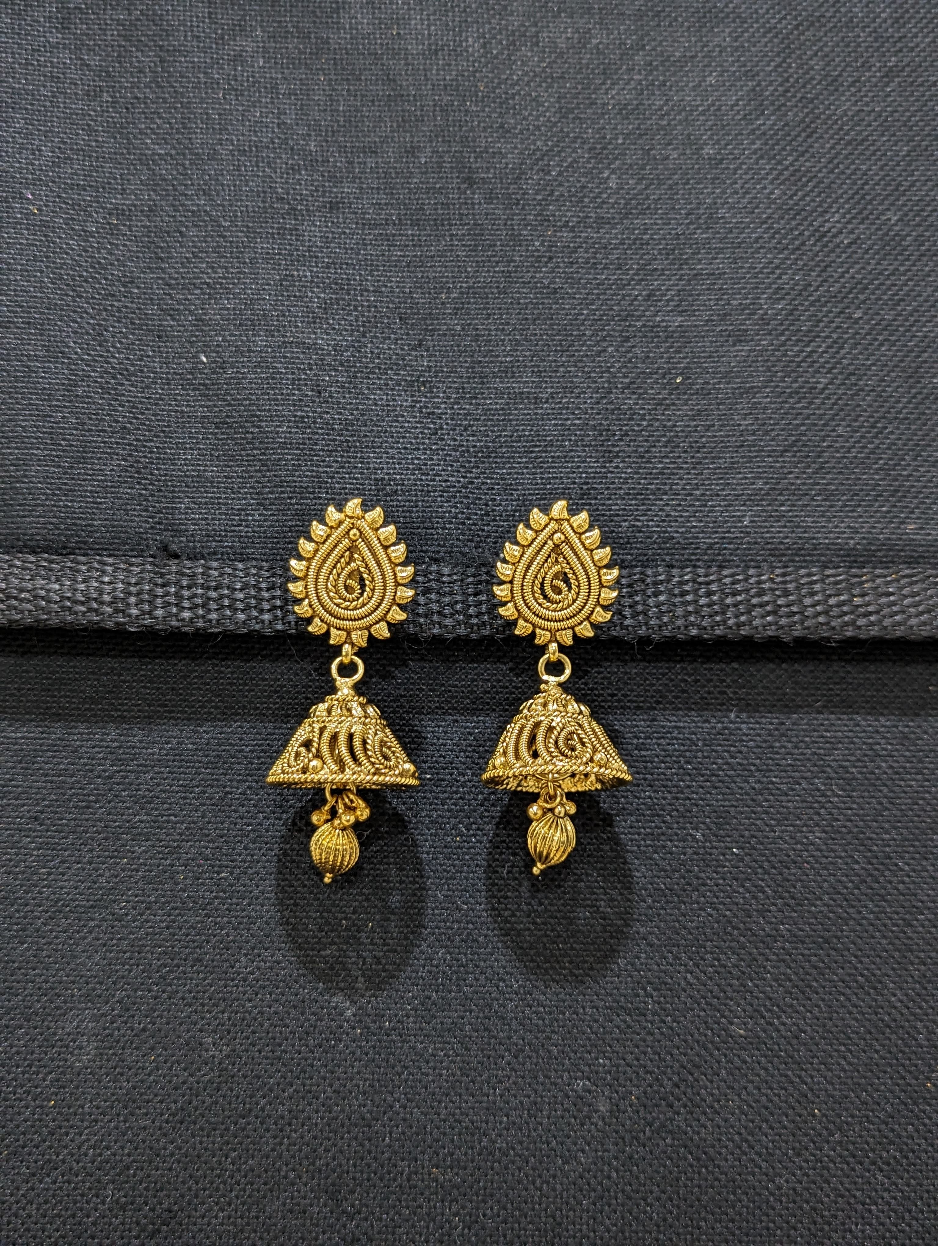 Buy Antique Gold Plated Hanika Jhumka Earrings | Tarinika - Tarinika India