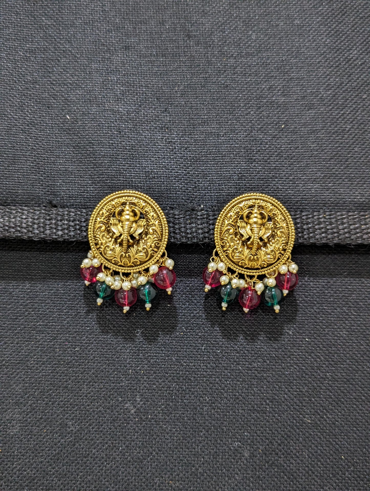 Ganesh ji Antique gold plated stud earrings